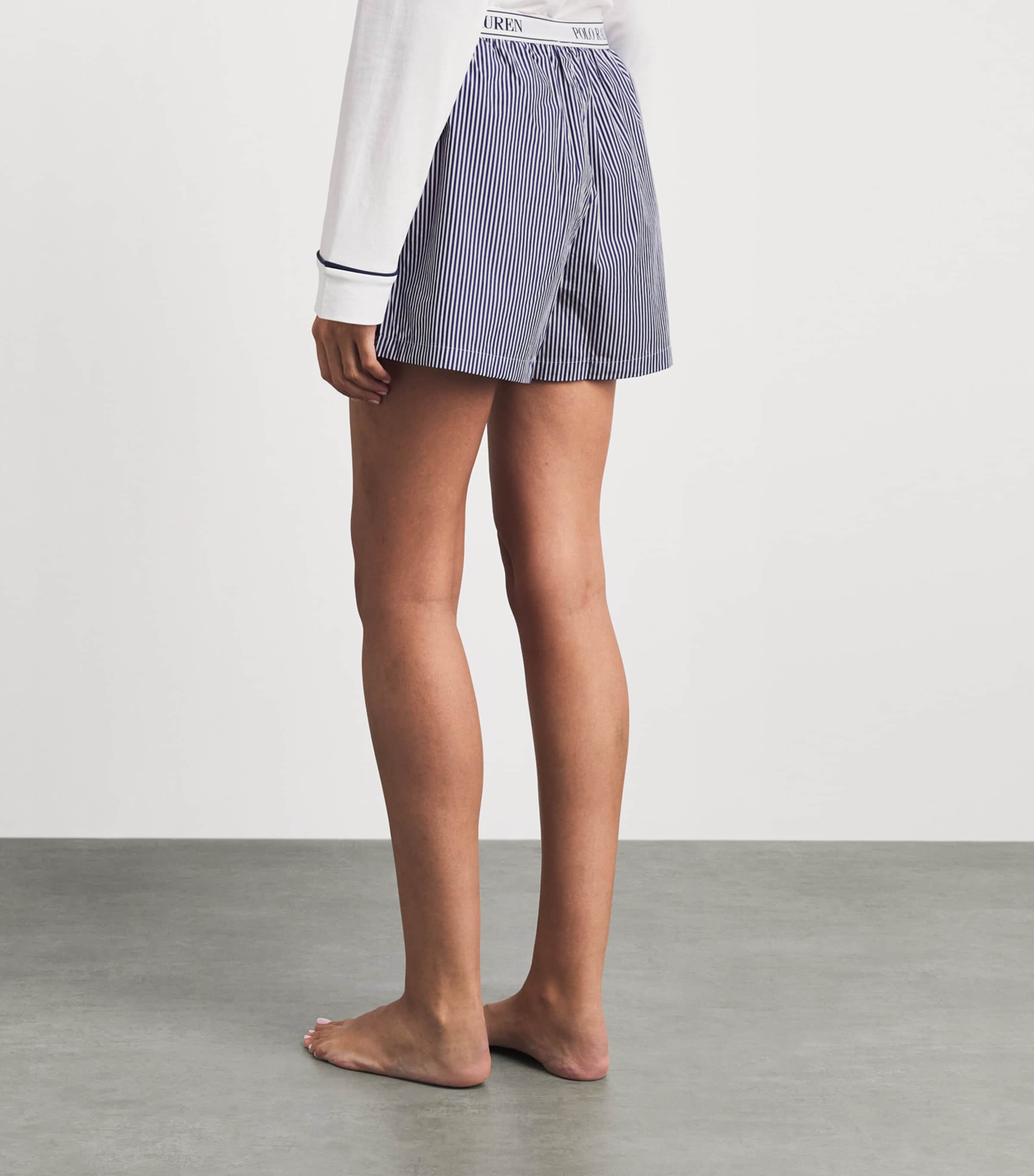 Polo Ralph Lauren Womens Stripe Pyjama Shorts Wht Cloud Blue Image 5