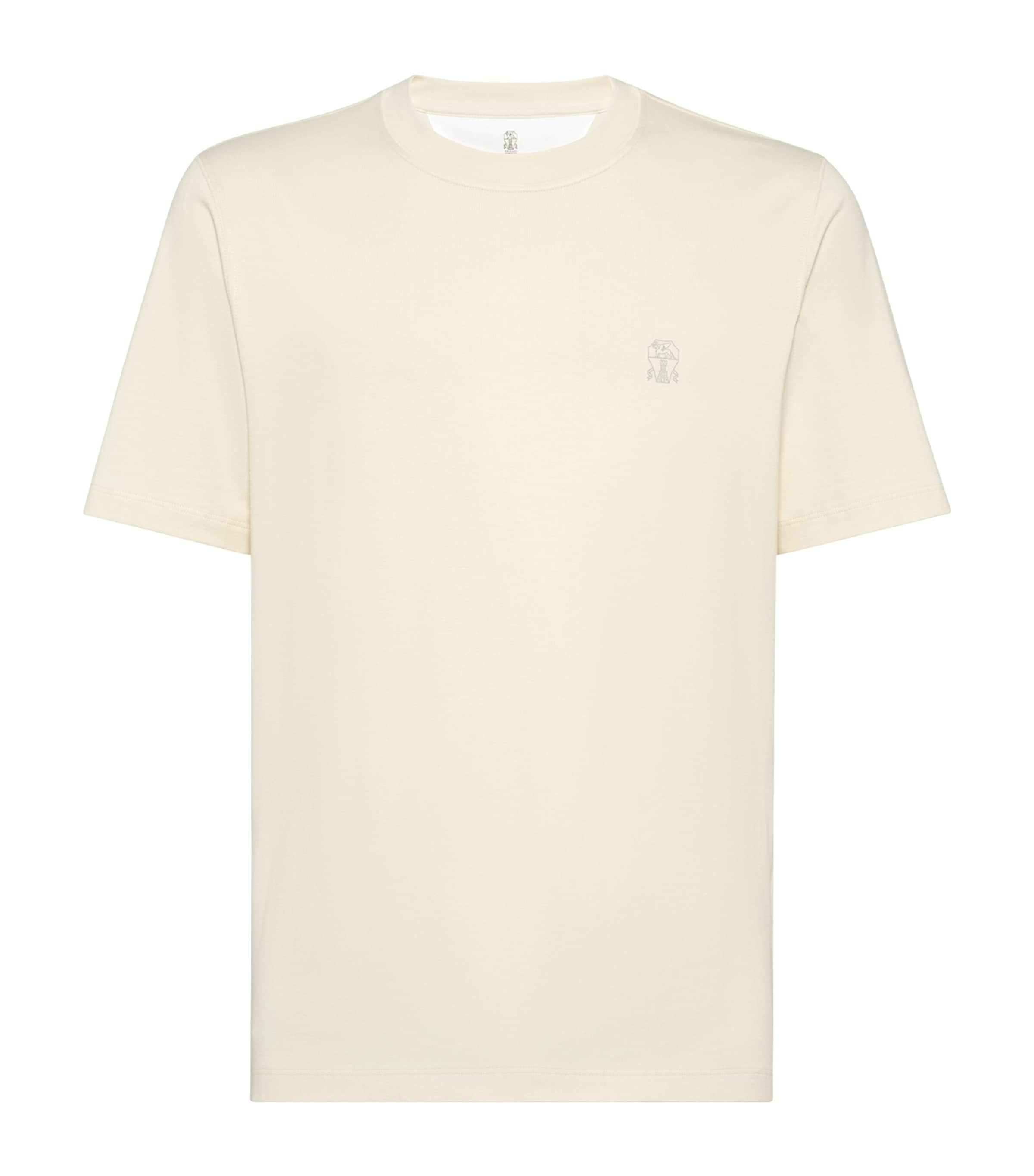 Brunello Cucinelli Logo Printed Crewneck T-shirt In Yellow