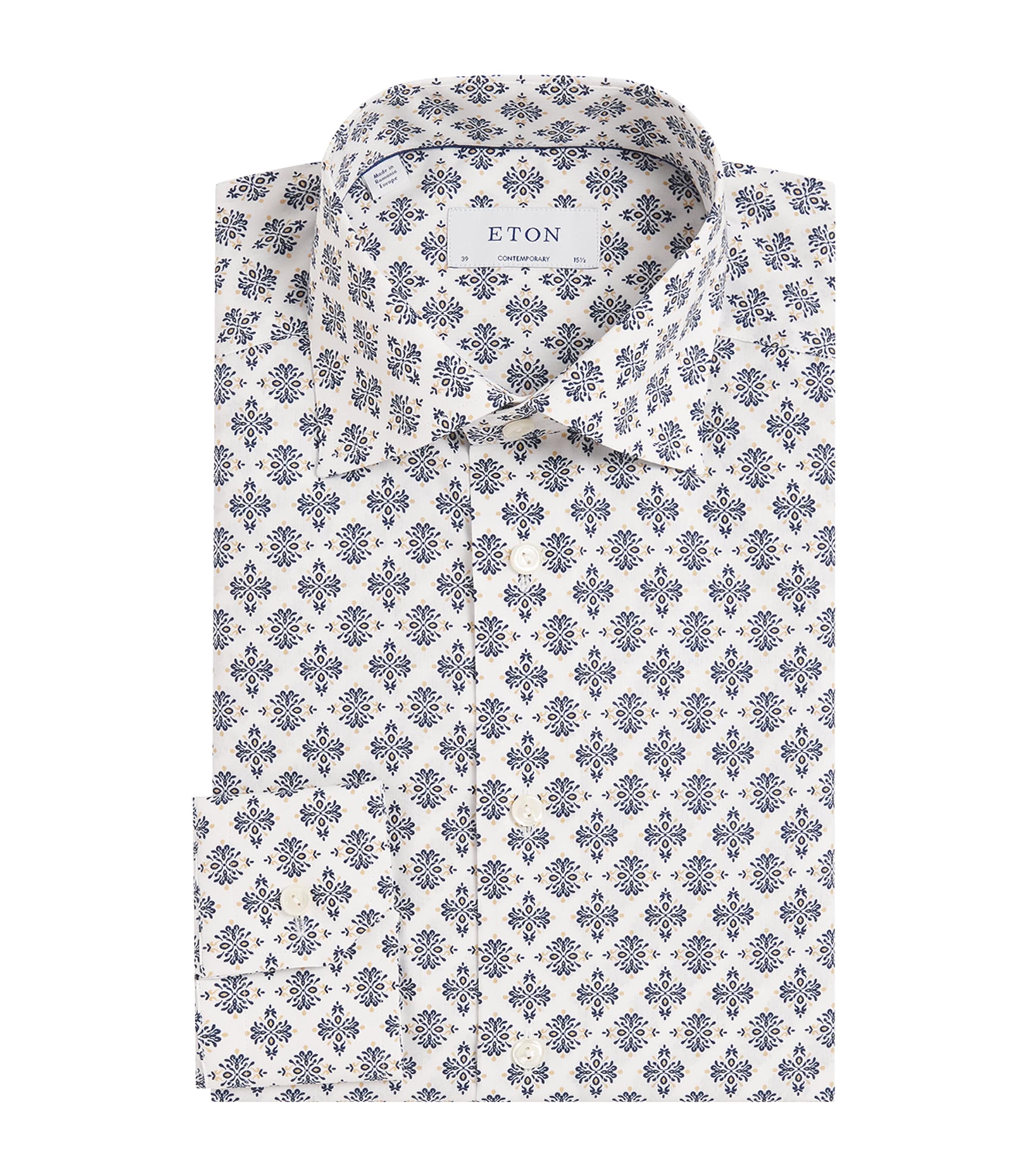 Eton Medallion Print Contemporary Shirt In White