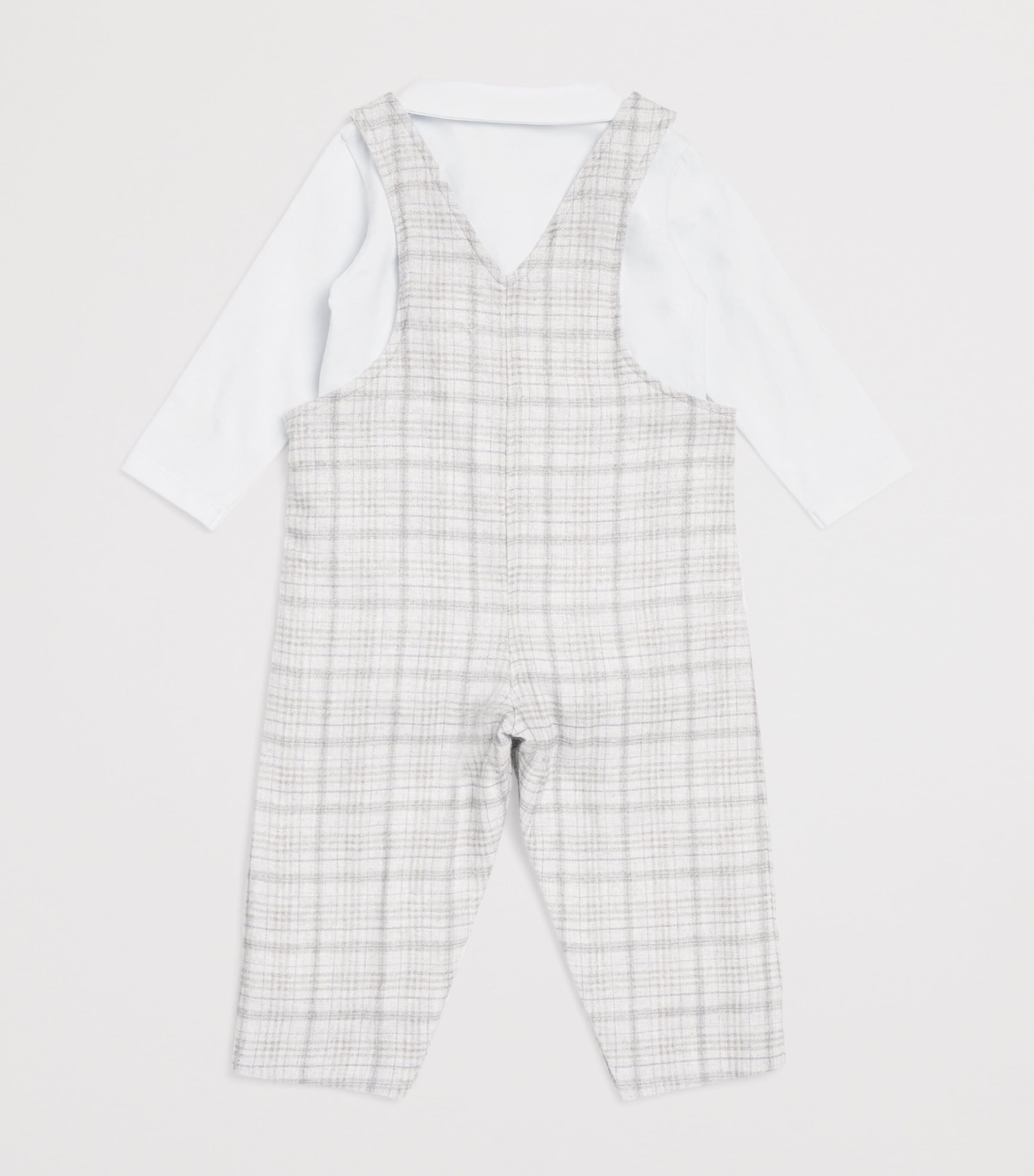 Cotton-Modal T-Shirt and Dungarees Set (1-24 Months) 16GREIGE CHIN Image 2