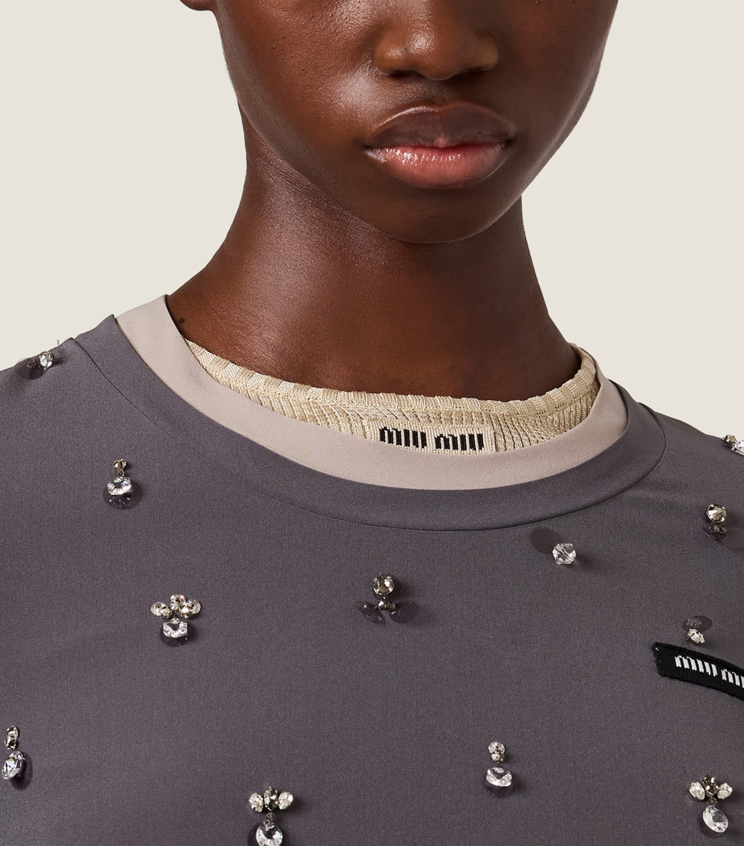 Silk Embellished T-Shirt Mini Dress F0BJ9 Image 4