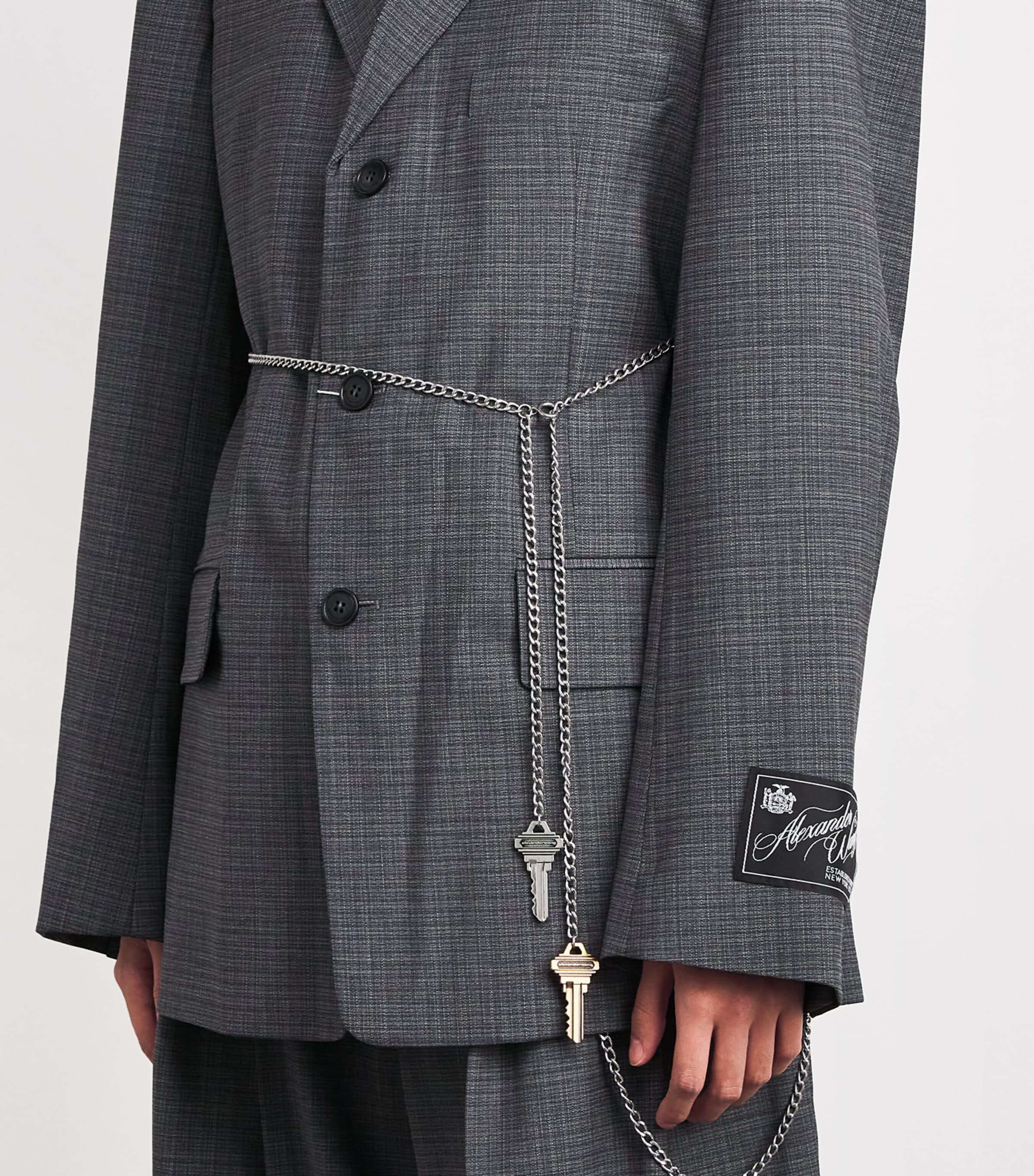 Wool-Blend Chain-Detail Blazer 085 DARK GREYMELANGE Image 6