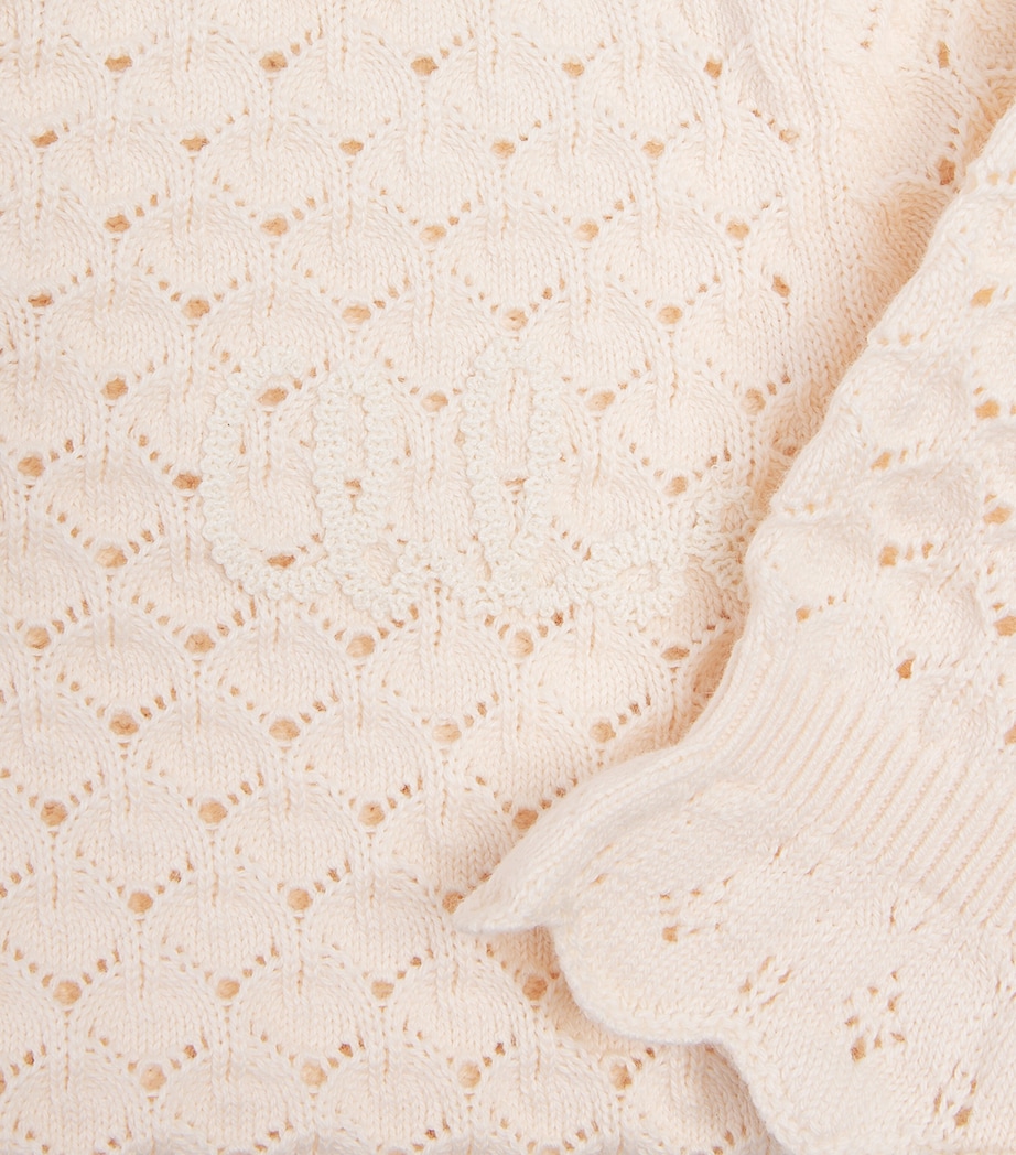 Chloé Kids Cotton-Wool Crochet Polo Sweater (4-14 Years) Ivory Image 1
