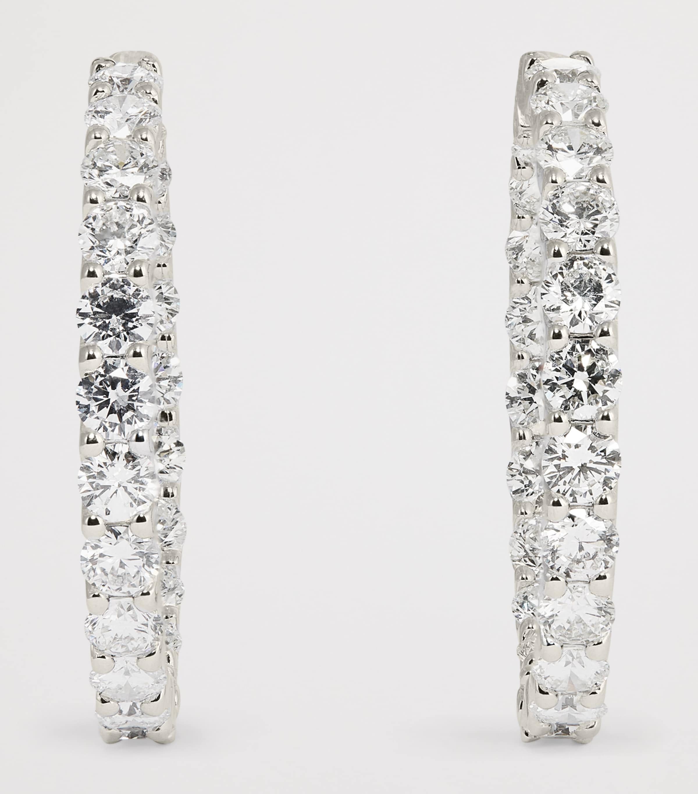 White Gold and Diamond Hoop Earrings (8.40ctw) WHITE GOLD Image 3