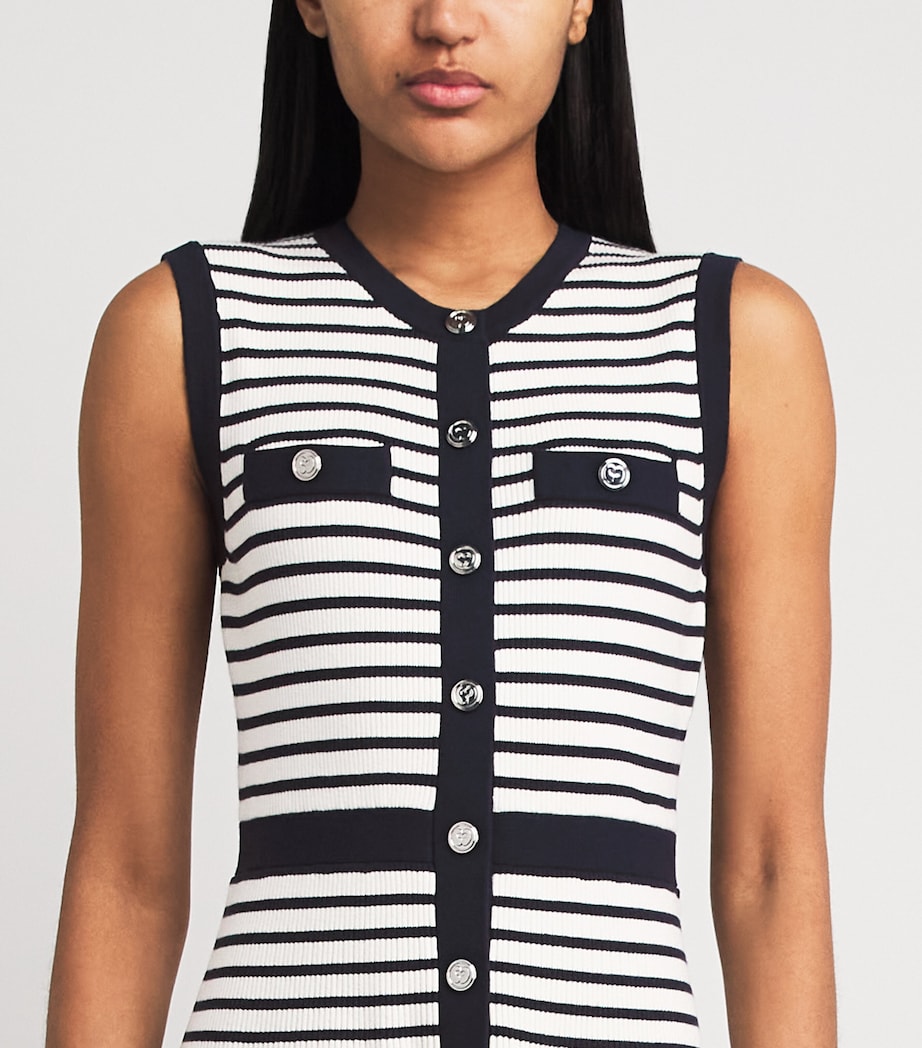 Maje Womens Rib-Knit Breton Stripe Midi Dress Ecru/navy Blue Image 3