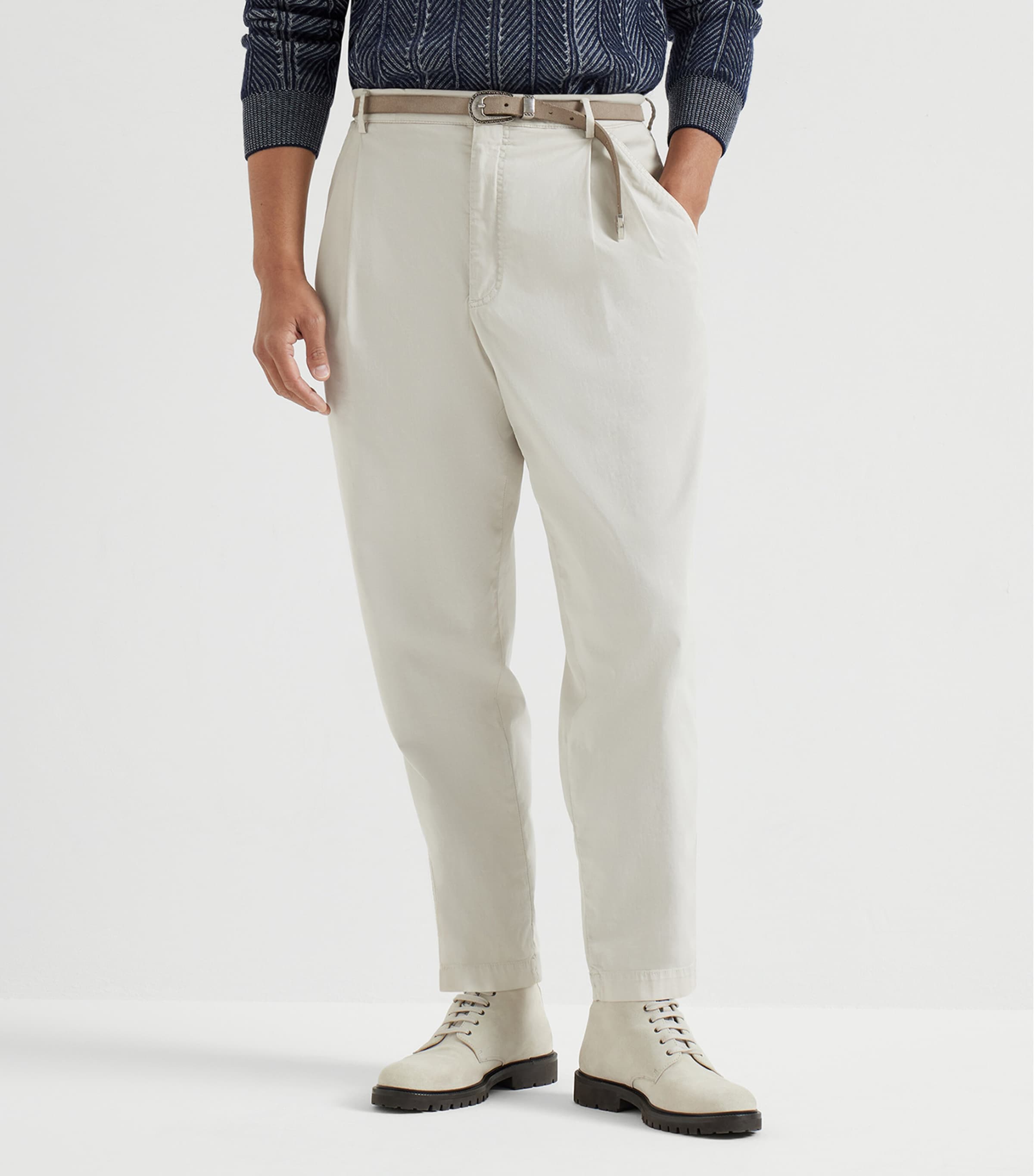 Stretch-Cotton Double-Pleated Trousers C6024 Image 2