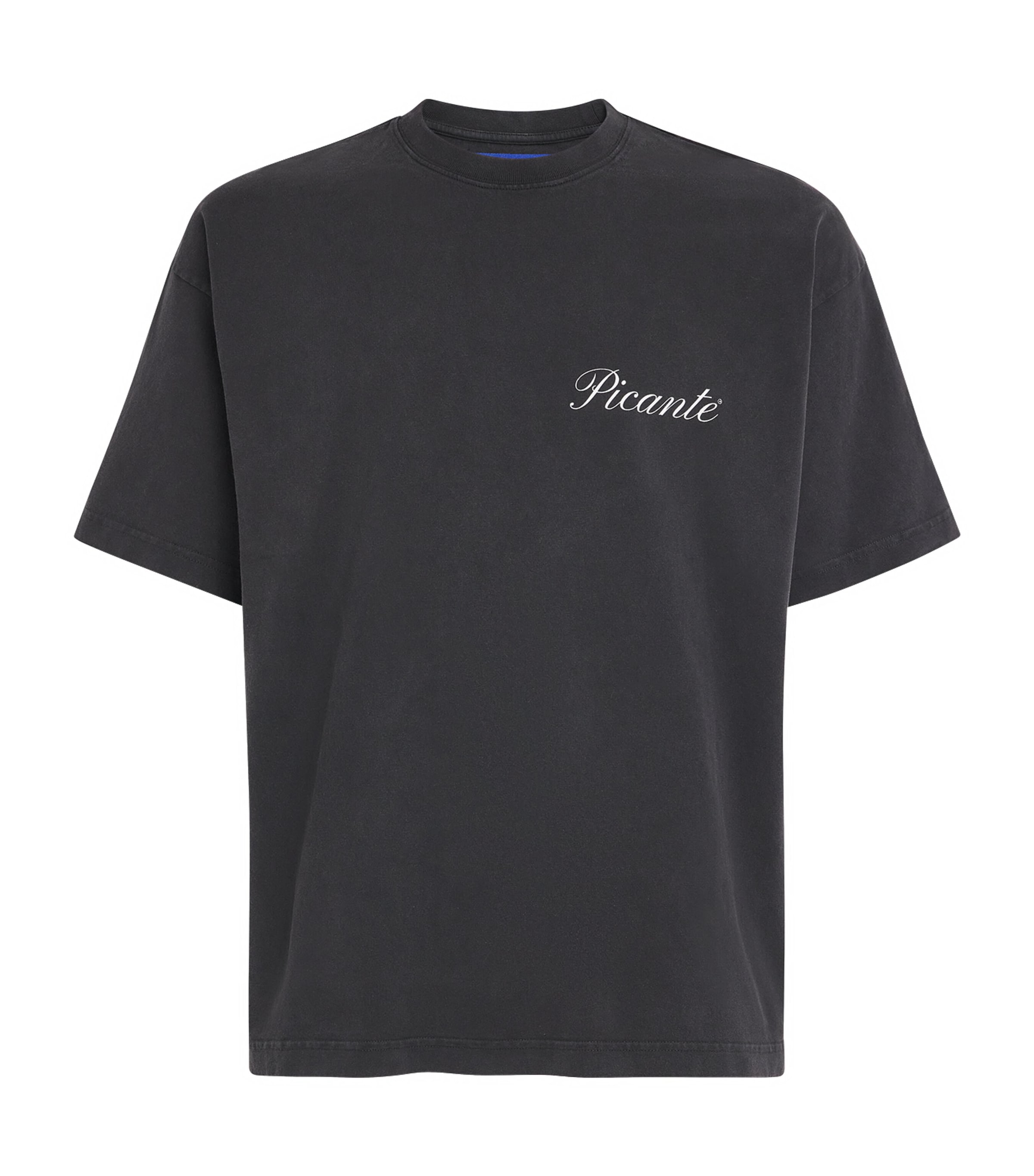 Picante Mens Organic Cotton Tailor Logo T-Shirt Vintage Black Image 1