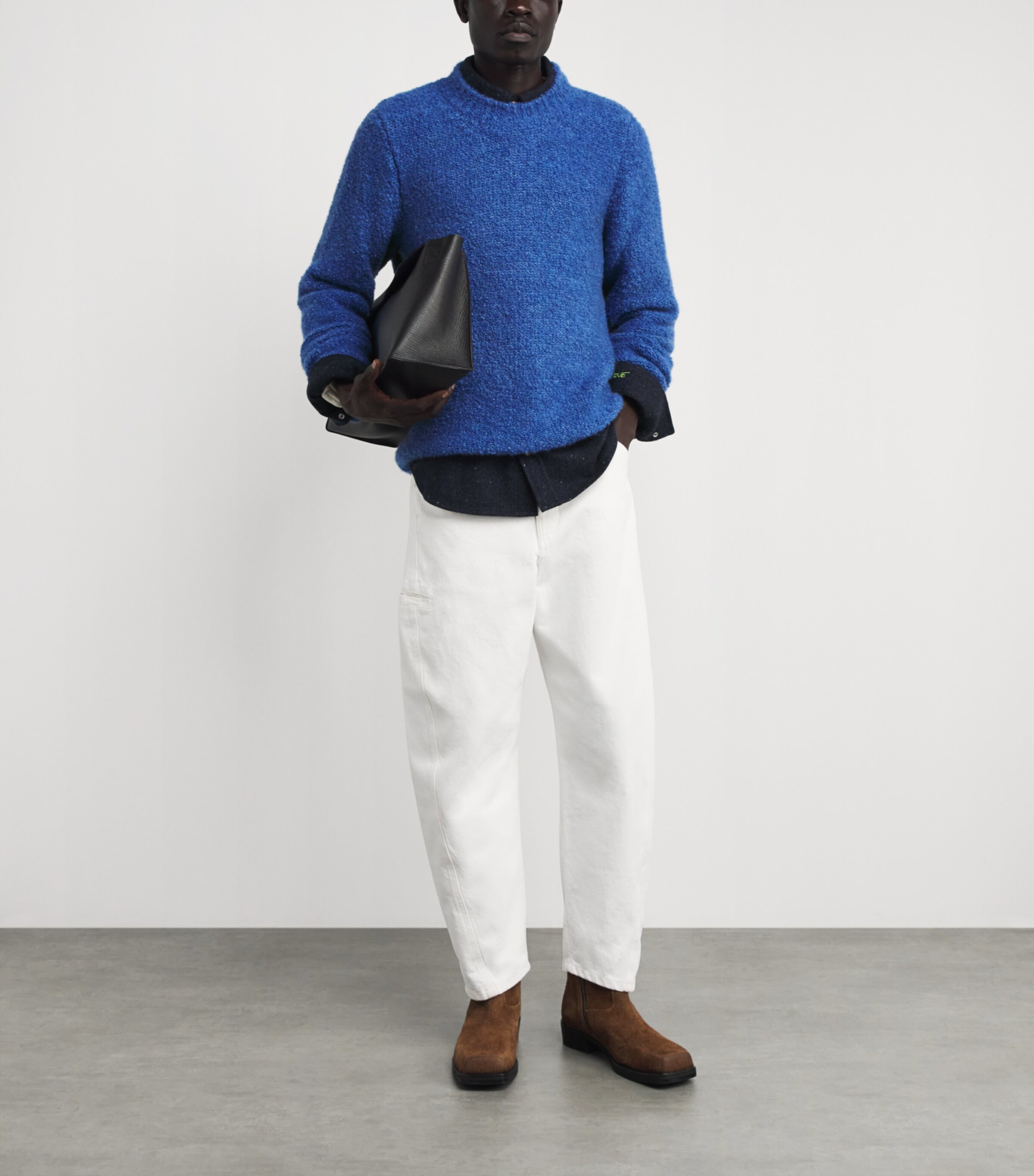 GOD'S TRUE CASHMERE Mens Cashmere Cloud Sweater Lapis Lazuli Image 2
