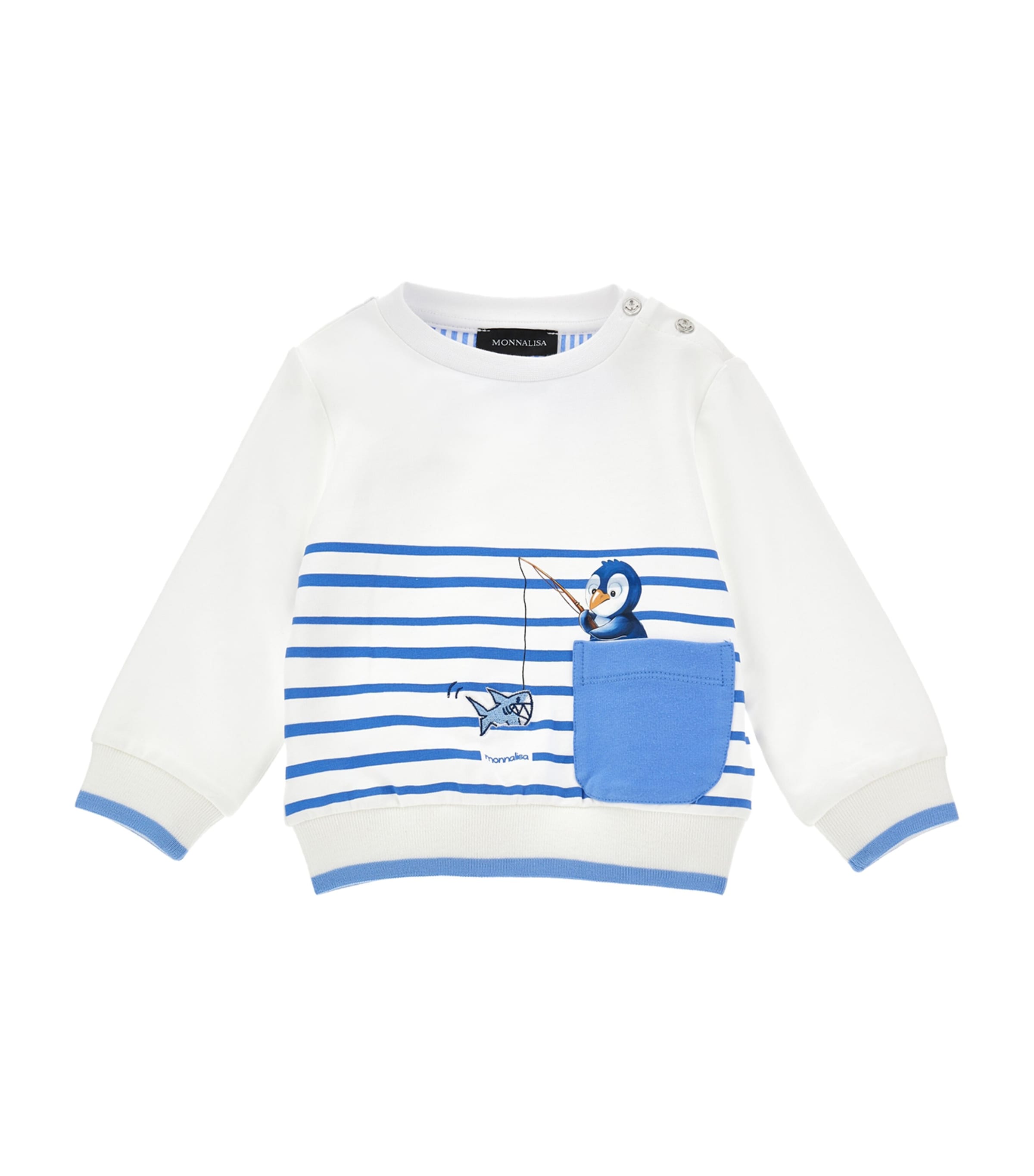 Stretch-Cotton Stripe Sweater (3-36 Months) BIANCO+BLUETTE Image 1