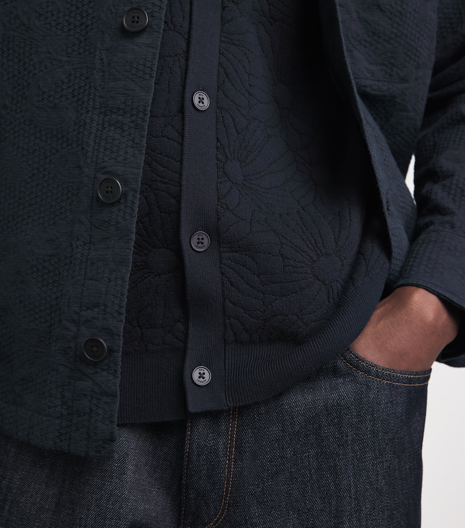 Wax London Mens Cotton-Blend Tellaro Shirt Navy / Black Image 3