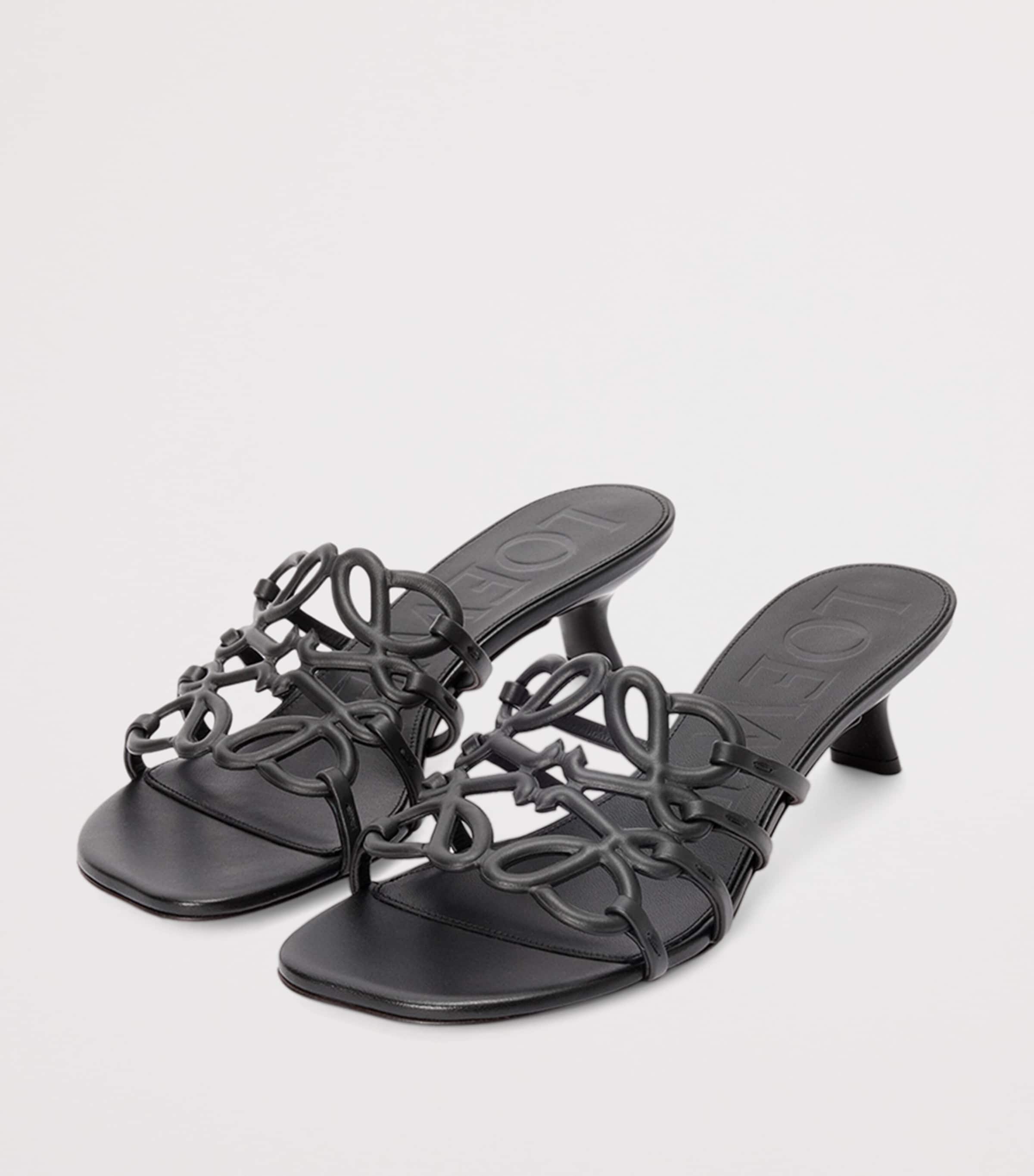 LOEWE x Paula's Ibiza Leather Petal Anagram Heeled Slides 45