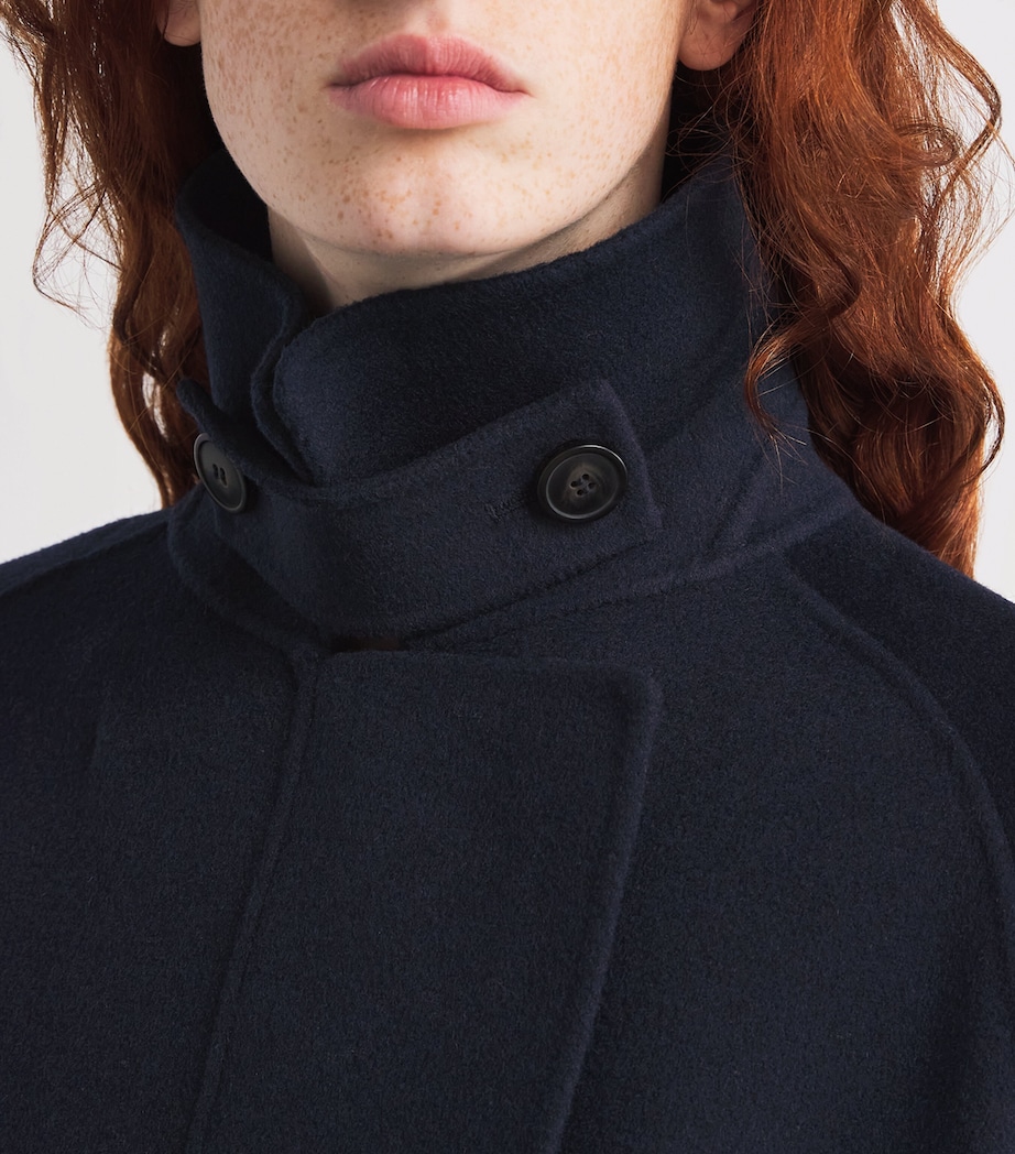 Virgin Wool Cropped Coat NAVY Image 6