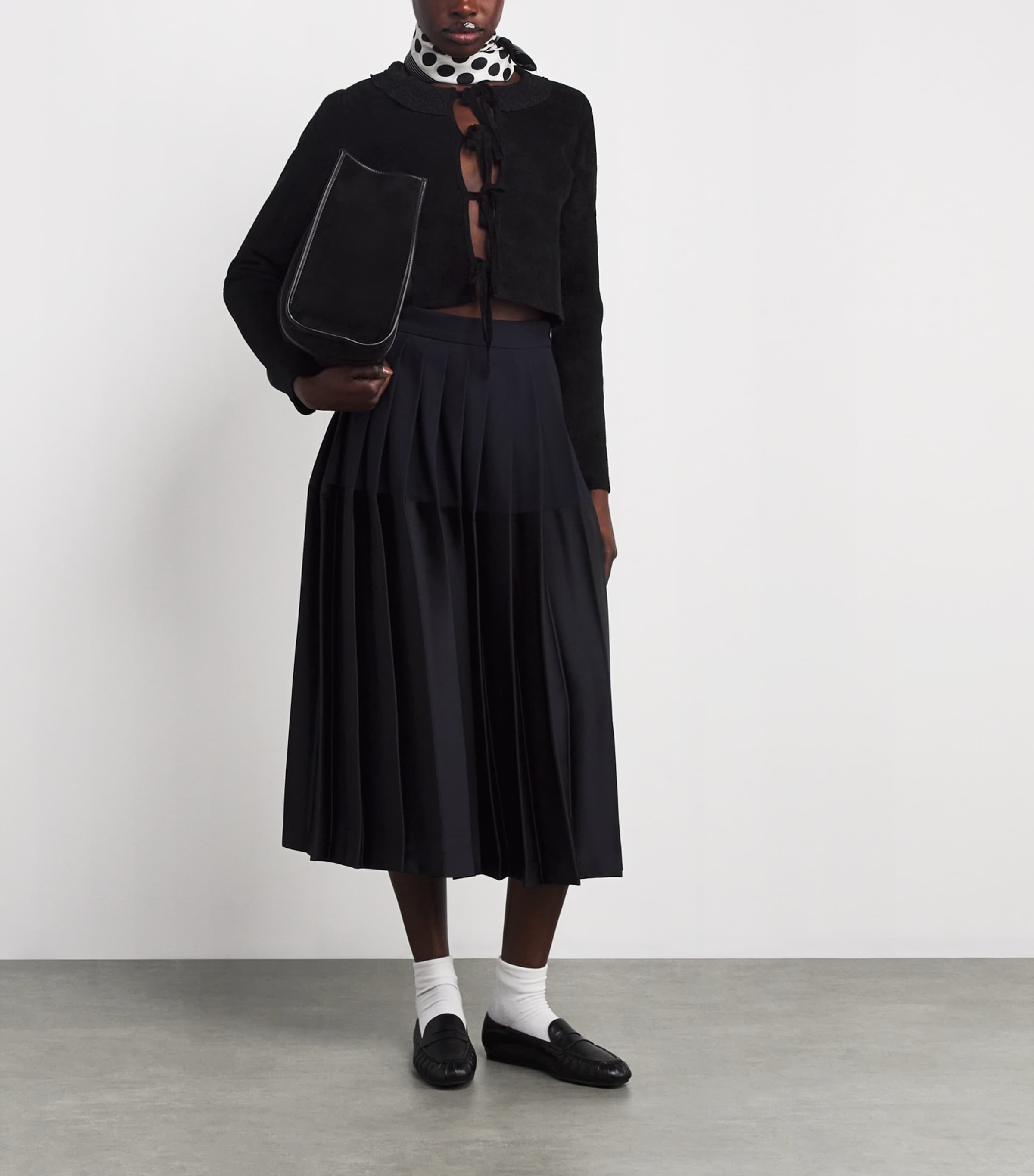 Velvet Bow-Detail Cardigan BLACK Image 2