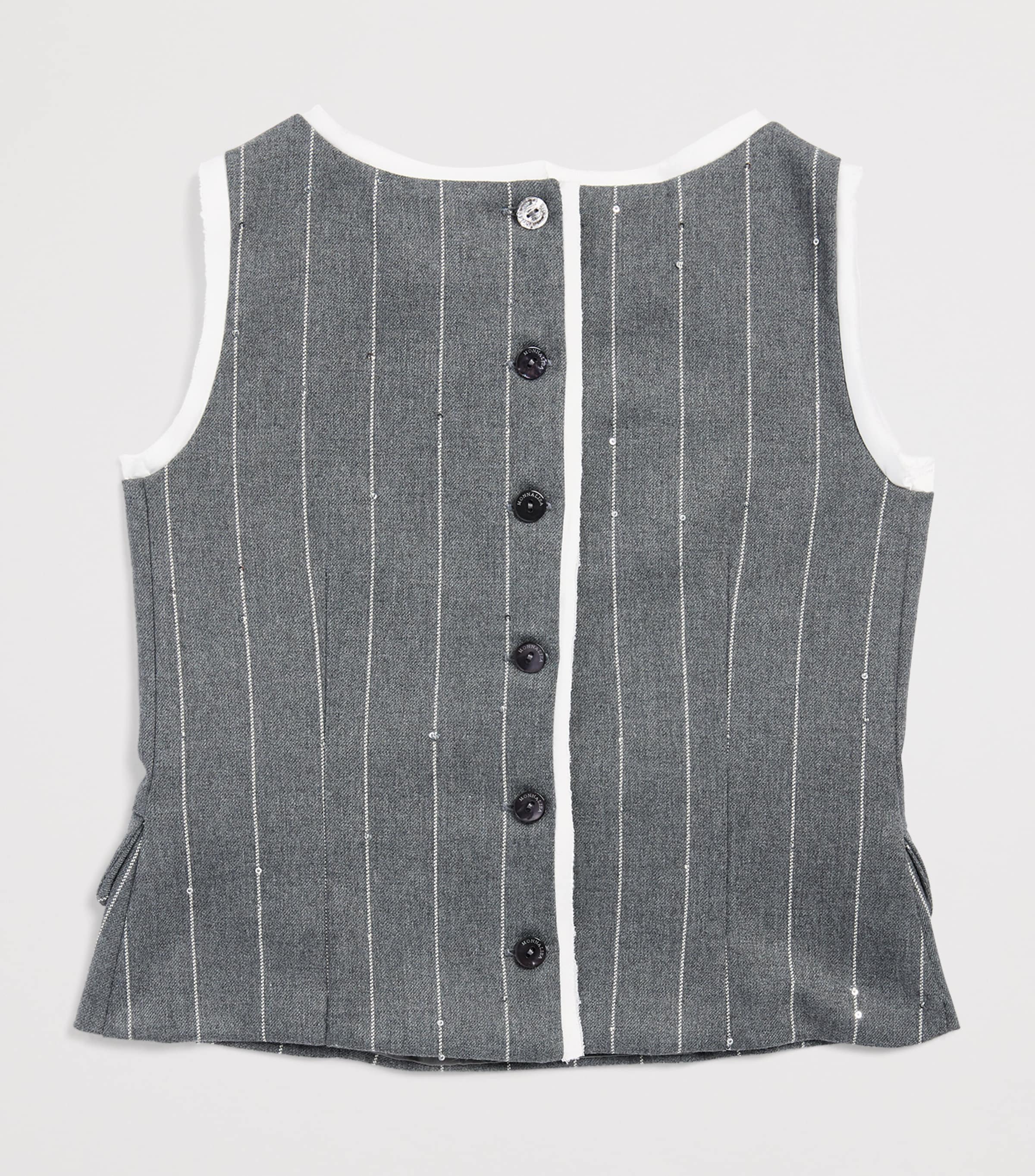 Monnalisa Pinstripe Levantina Sleeveless Top (4-12 Years) Grigio Medio Image 2