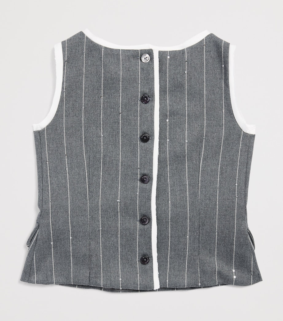 Monnalisa Pinstripe Levantina Sleeveless Top (4-12 Years) Grigio Medio Image 2