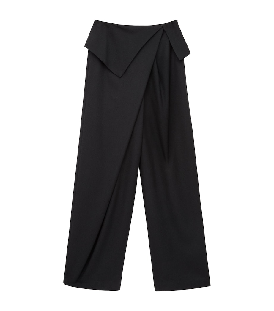 LOEWE Womens Wool-Blend Draped Trousers Black Image 1