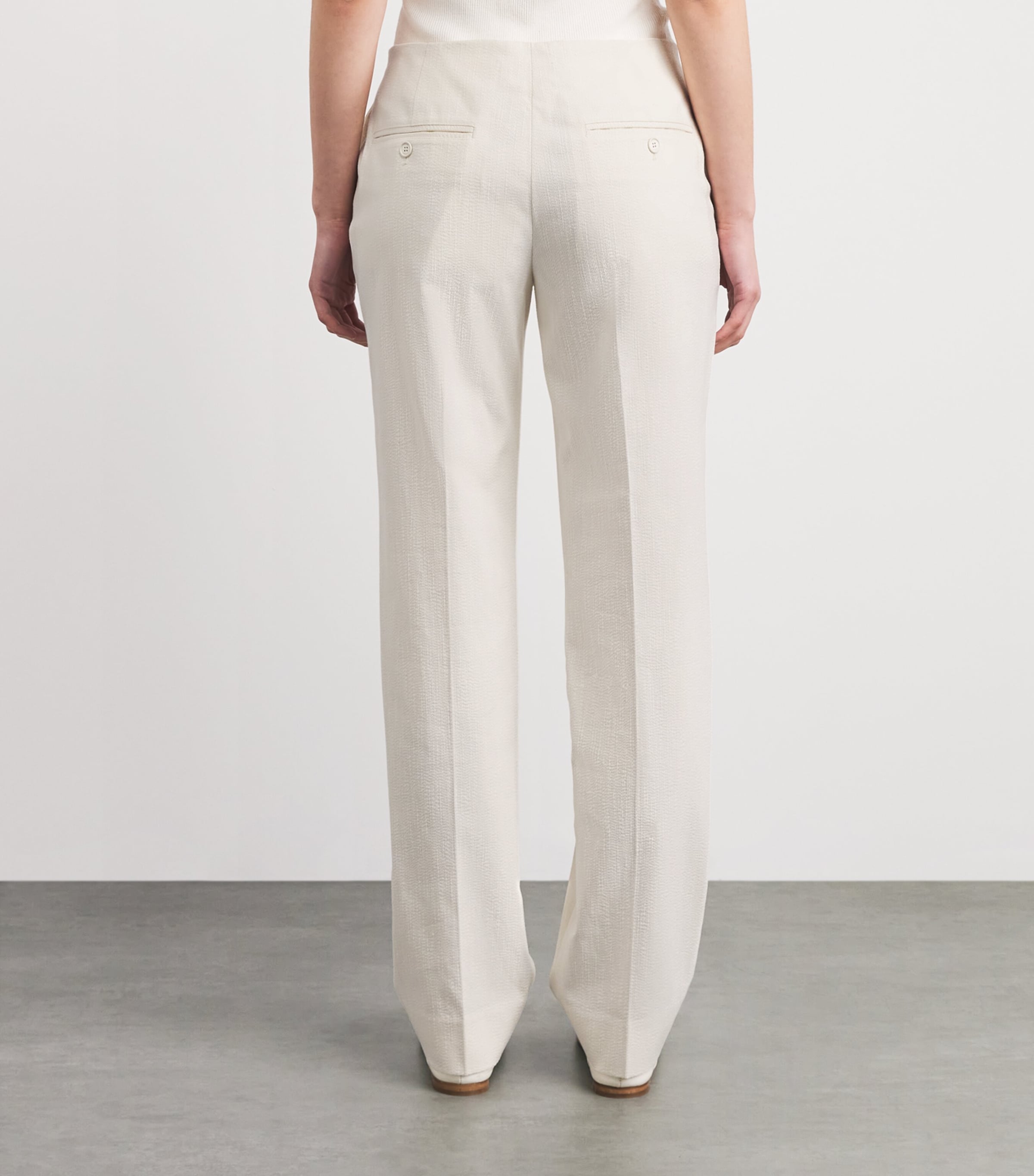 Toteme Womens Basketweave Wide-Leg Trousers Ecru Image 5