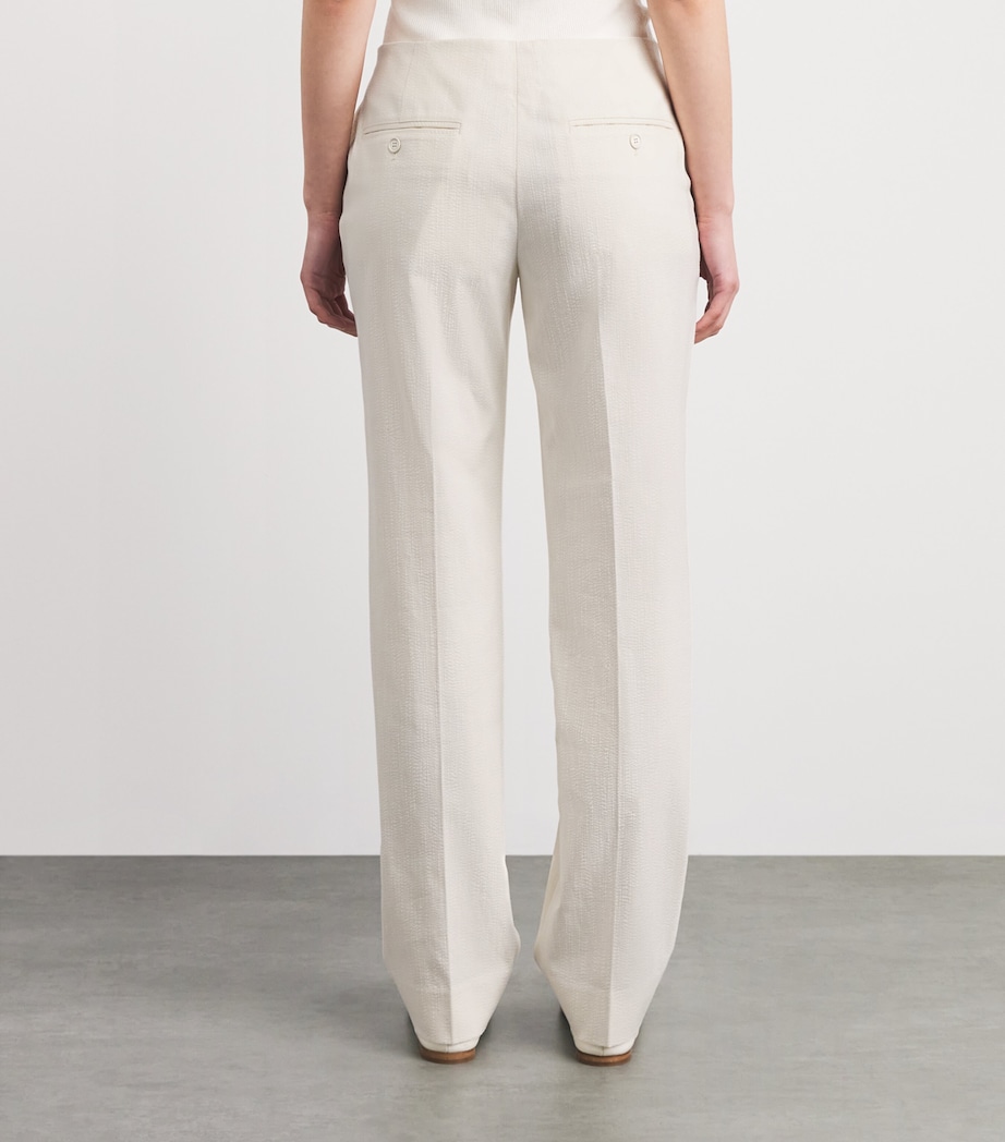 Toteme Womens Basketweave Wide-Leg Trousers Ecru Image 5