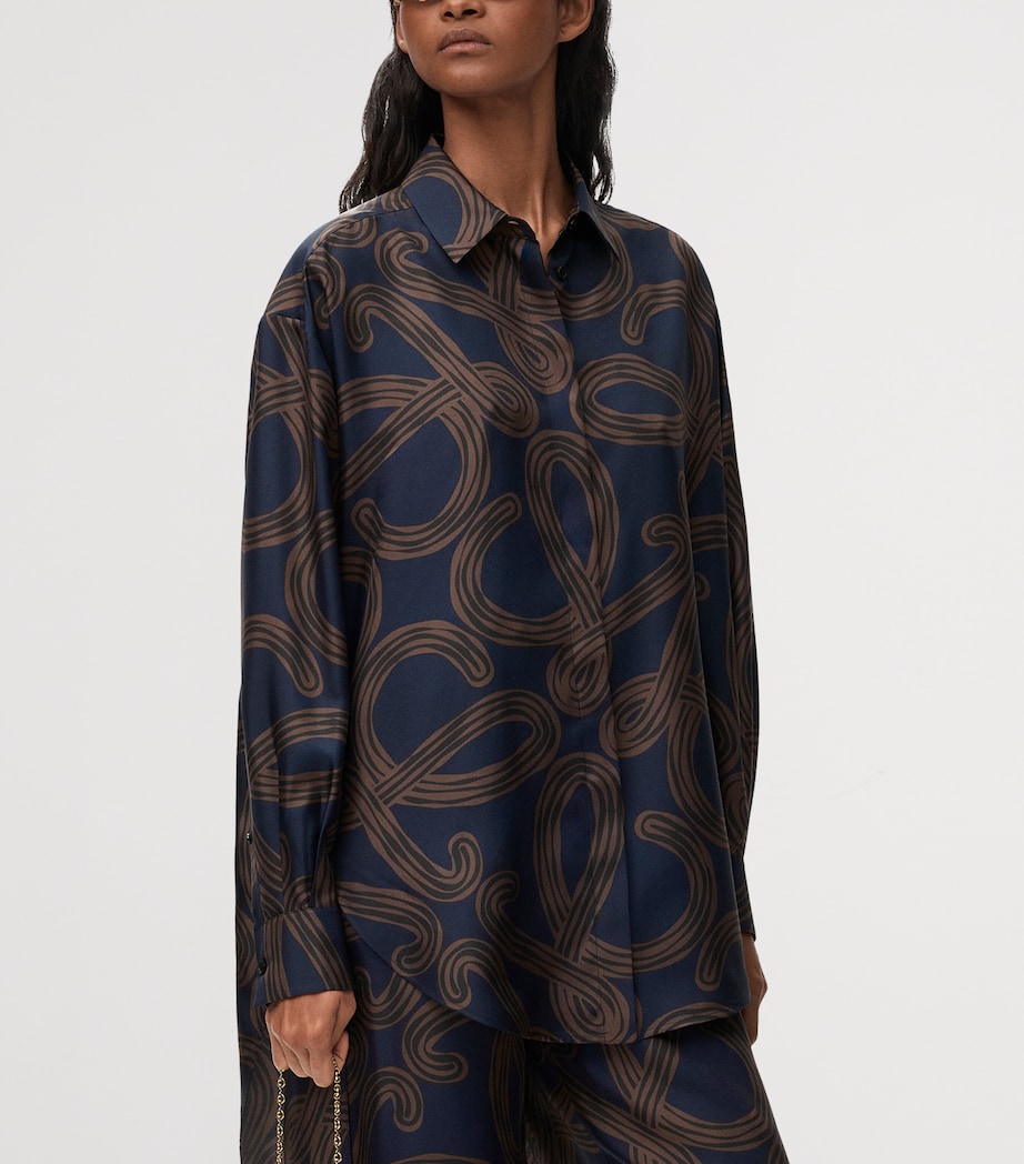LOEWE Womens x Paula’s Ibiza Silk Oversized Shirt Navy/brown Image 3