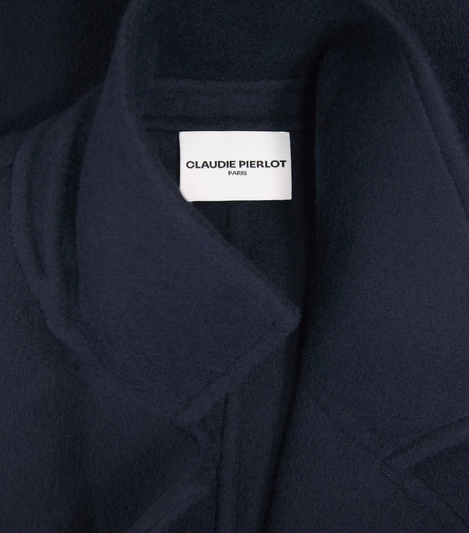 Claudie Pierlot Womens Wool Double-Breasted Coat Navy Image 6