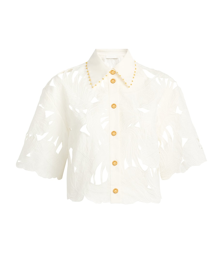 Zimmermann Womens Cotton Embroidered Mahon Shirt Ivo Ivory Image 1