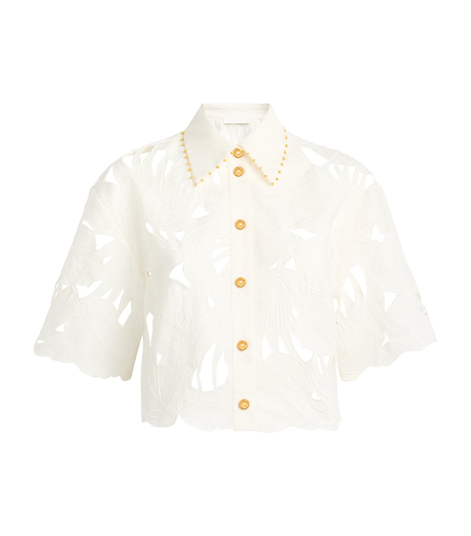 Zimmermann Cotton Embroidered Mahon Shirt Ivo Ivory