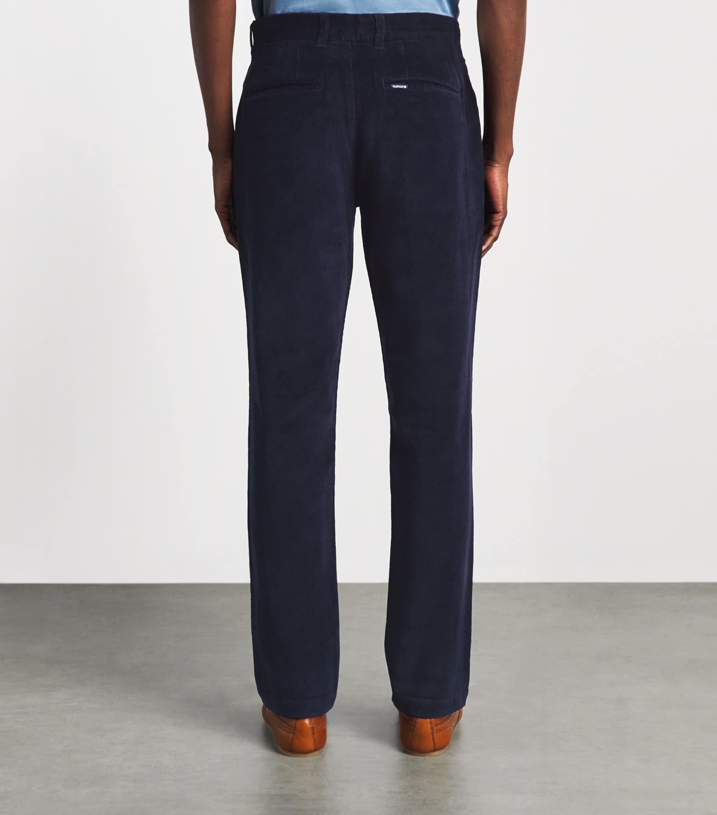 Barbour Mens Stretch-Cotton Corduroy Tailored Trousers Navy Image 5