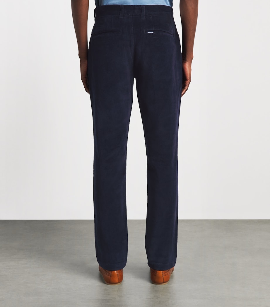 Barbour Mens Stretch-Cotton Corduroy Tailored Trousers Navy Image 5