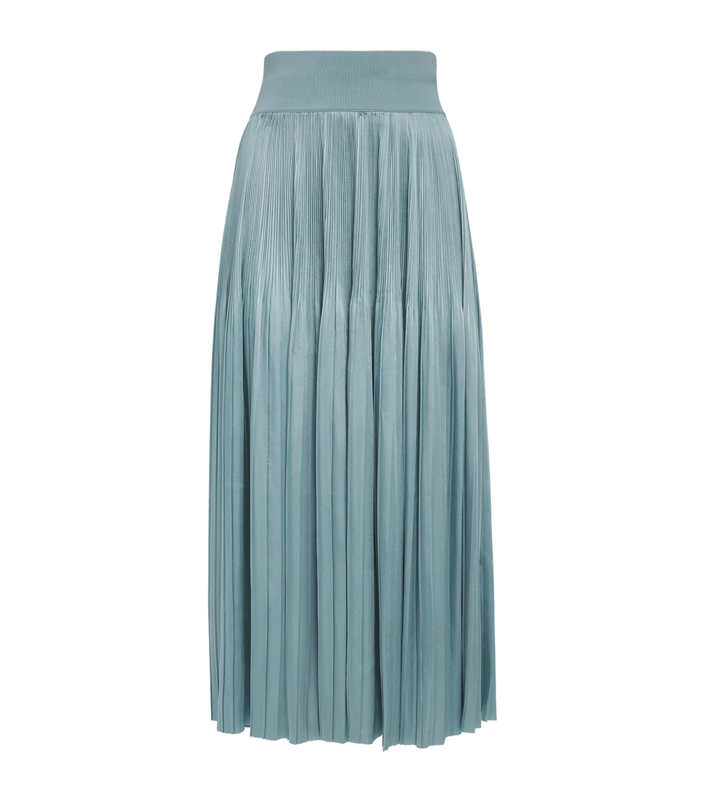 Joseph Womens Satin Pleated Rabat Midi Skirt Chambray Image 1