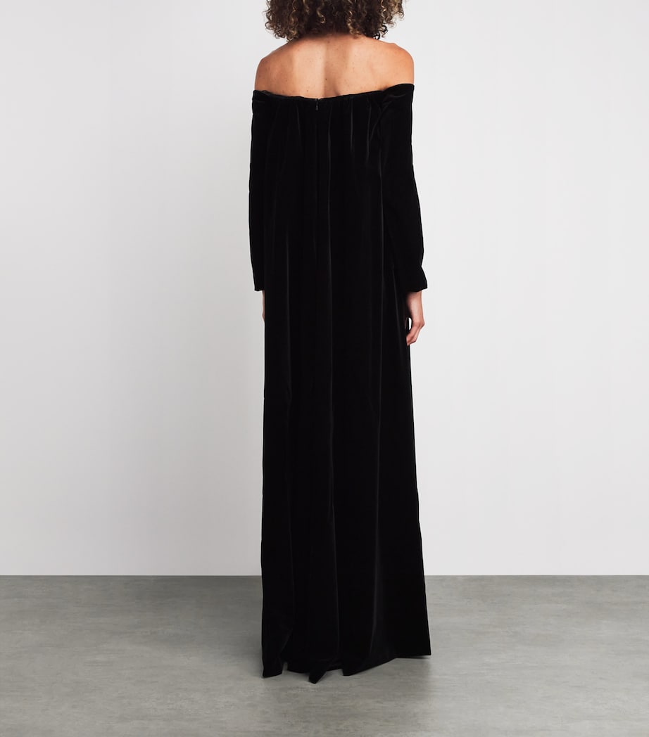 Velvet Off-The-Shoulder Gown BLACK Image 3