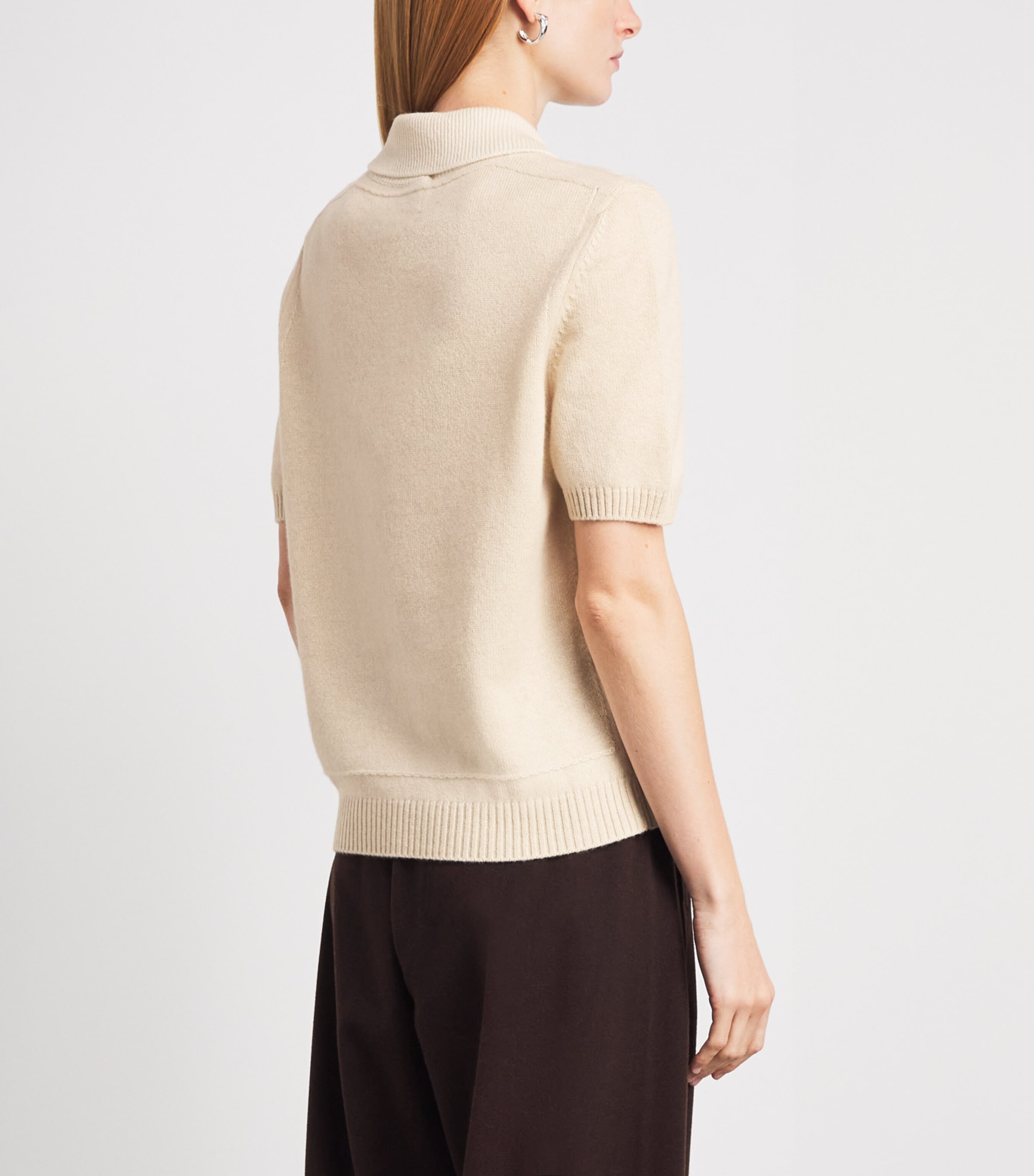 Barrie Womens Cashmere Polo Shirt Canvas/niveous Image 5