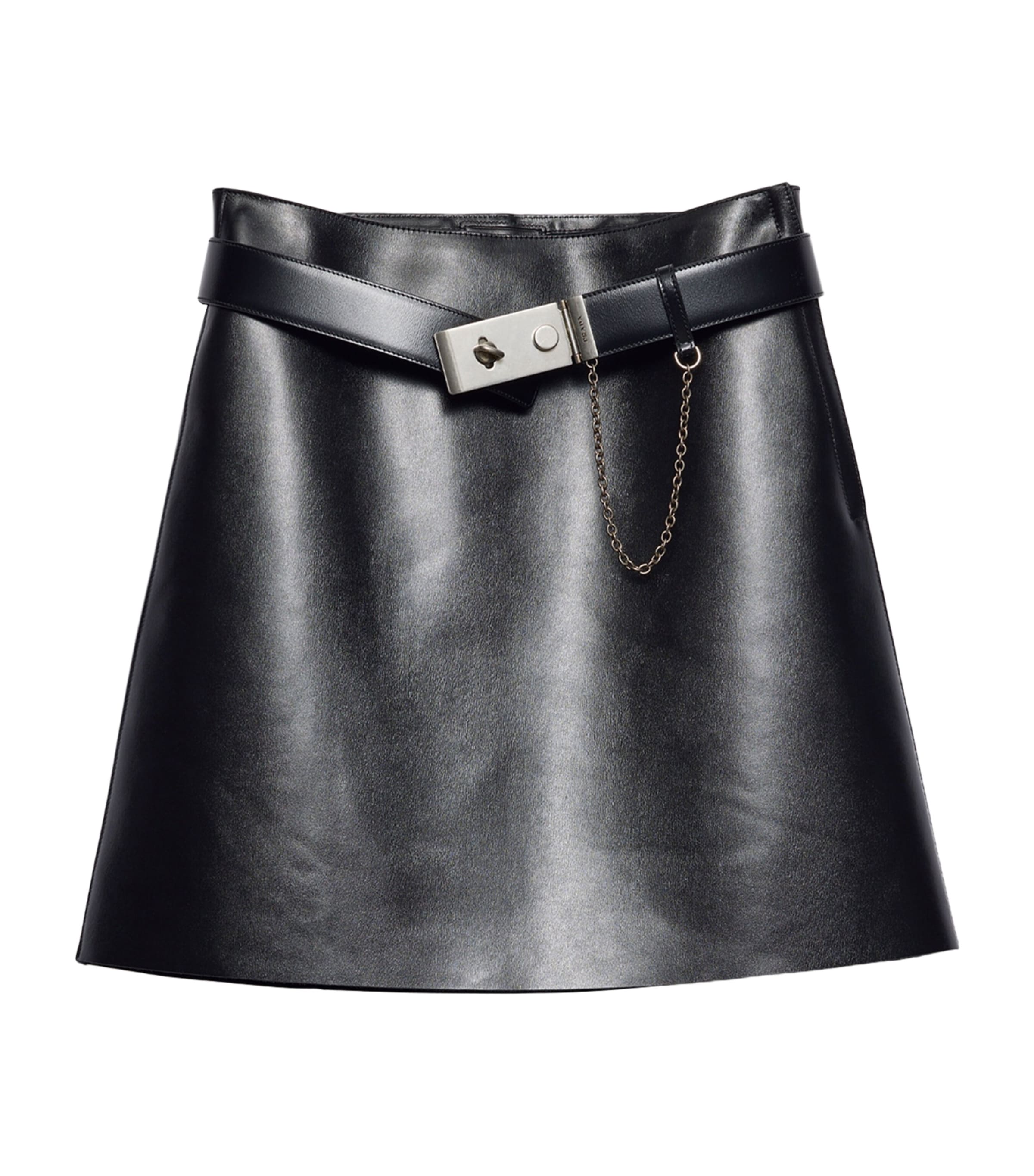 Prada Leather Belted Mini Skirt | Harrods UK