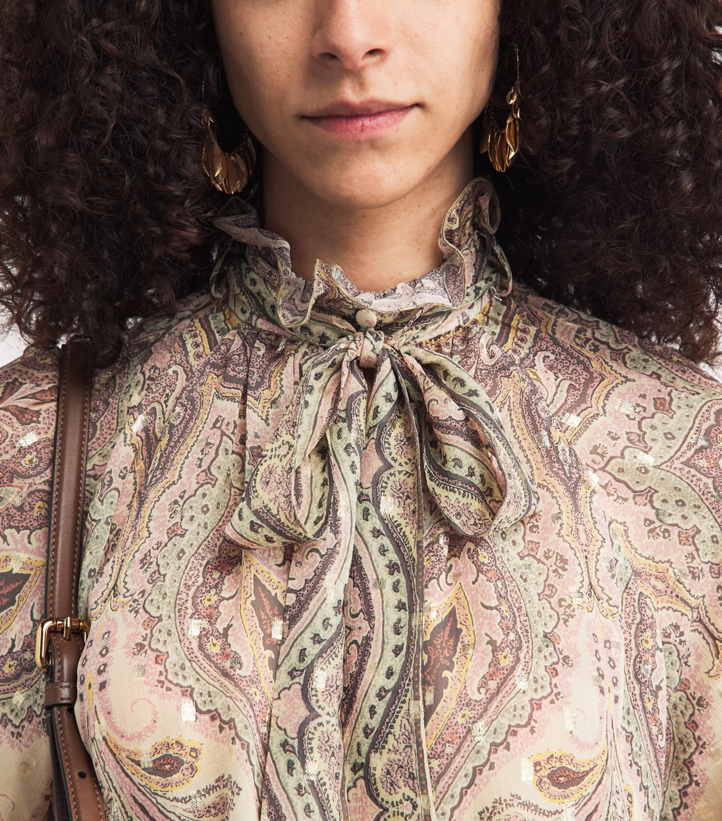 Etro Womens Silk-Blend Printed Blouse Prnt/beig Base Image 3