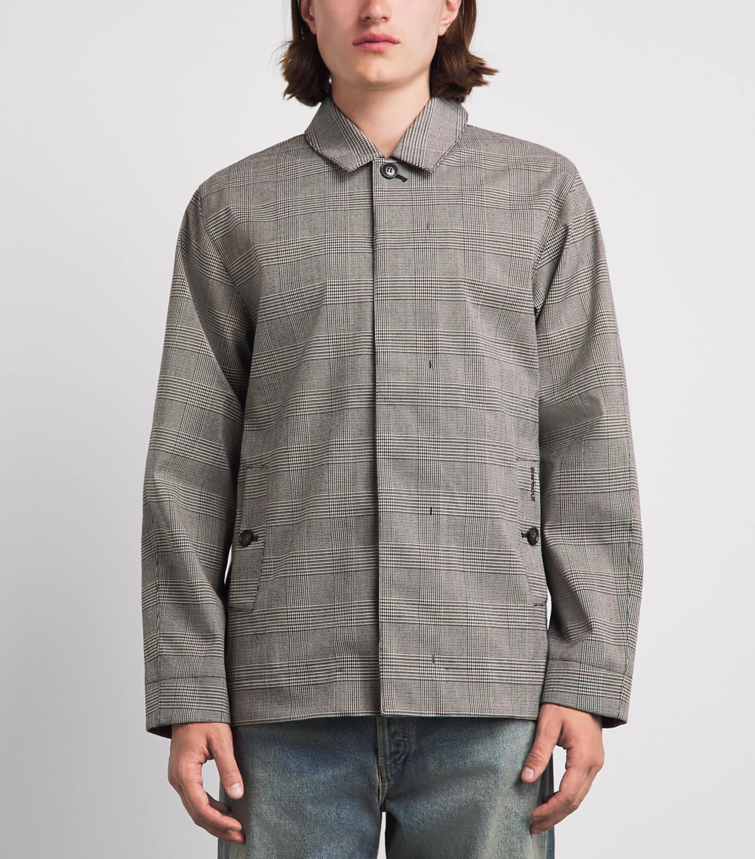 Barbour Mens Short Lorden Showerproof Jacket Prince Of Wales Chck Image 4