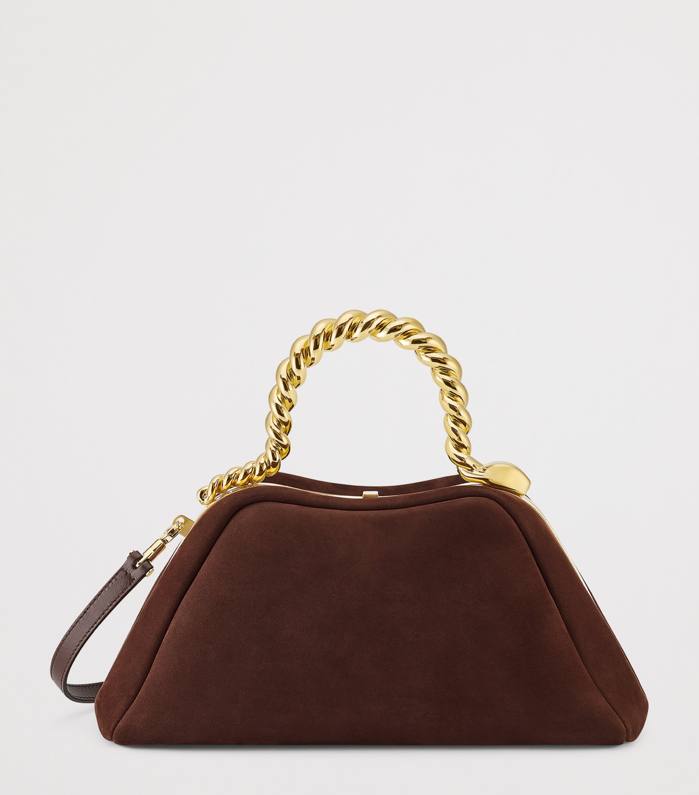 x Geraldine Guyot Small Nubuck Leather Serpentine Top-Handle Bag BROWN Image 4