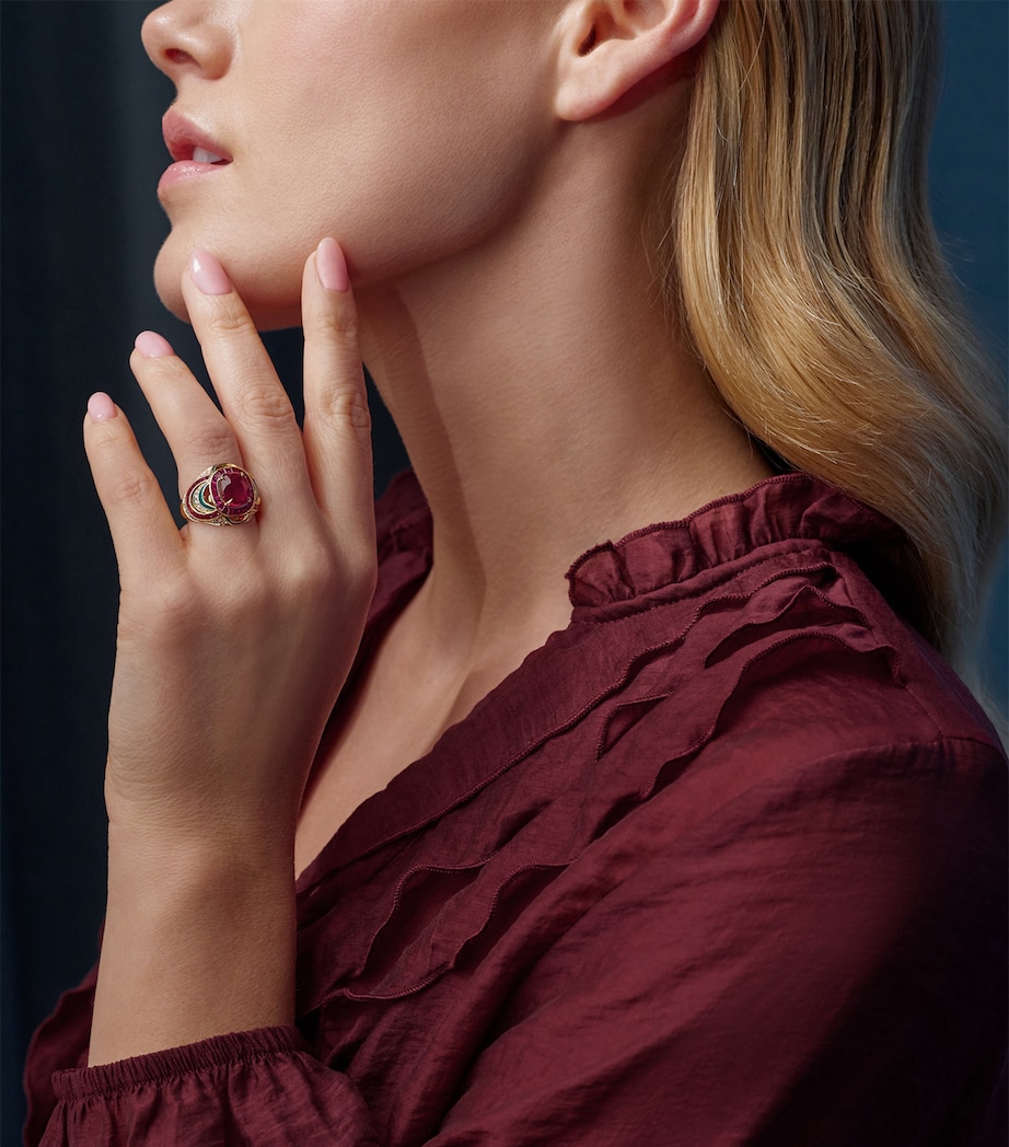 Boodles Yellow Gold, Diamond and Ruby Presence Chamber Palace Ring Red Image 2