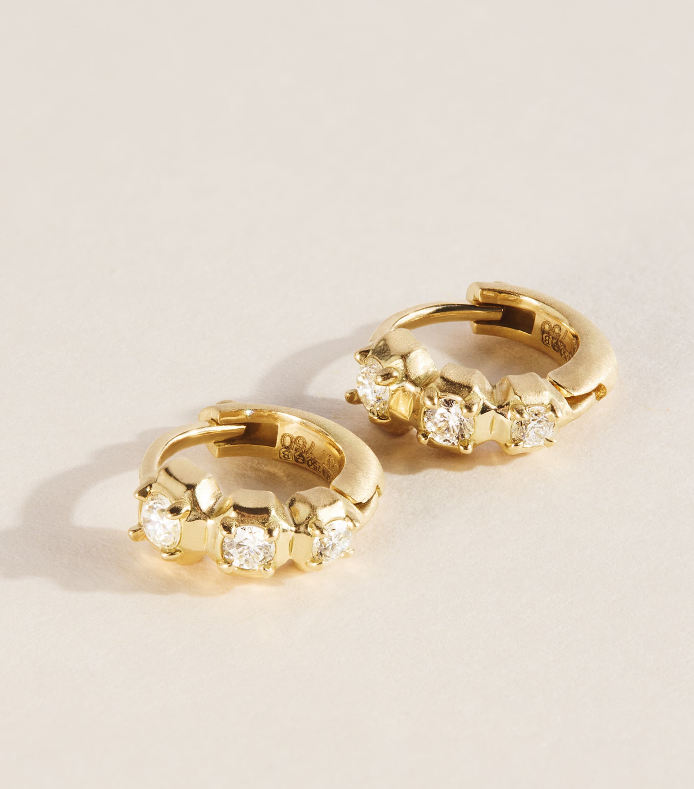 Jade Trau Mini Yellow Gold and Diamond Sophisticate Huggie Earrings Yellow Gold Image 4