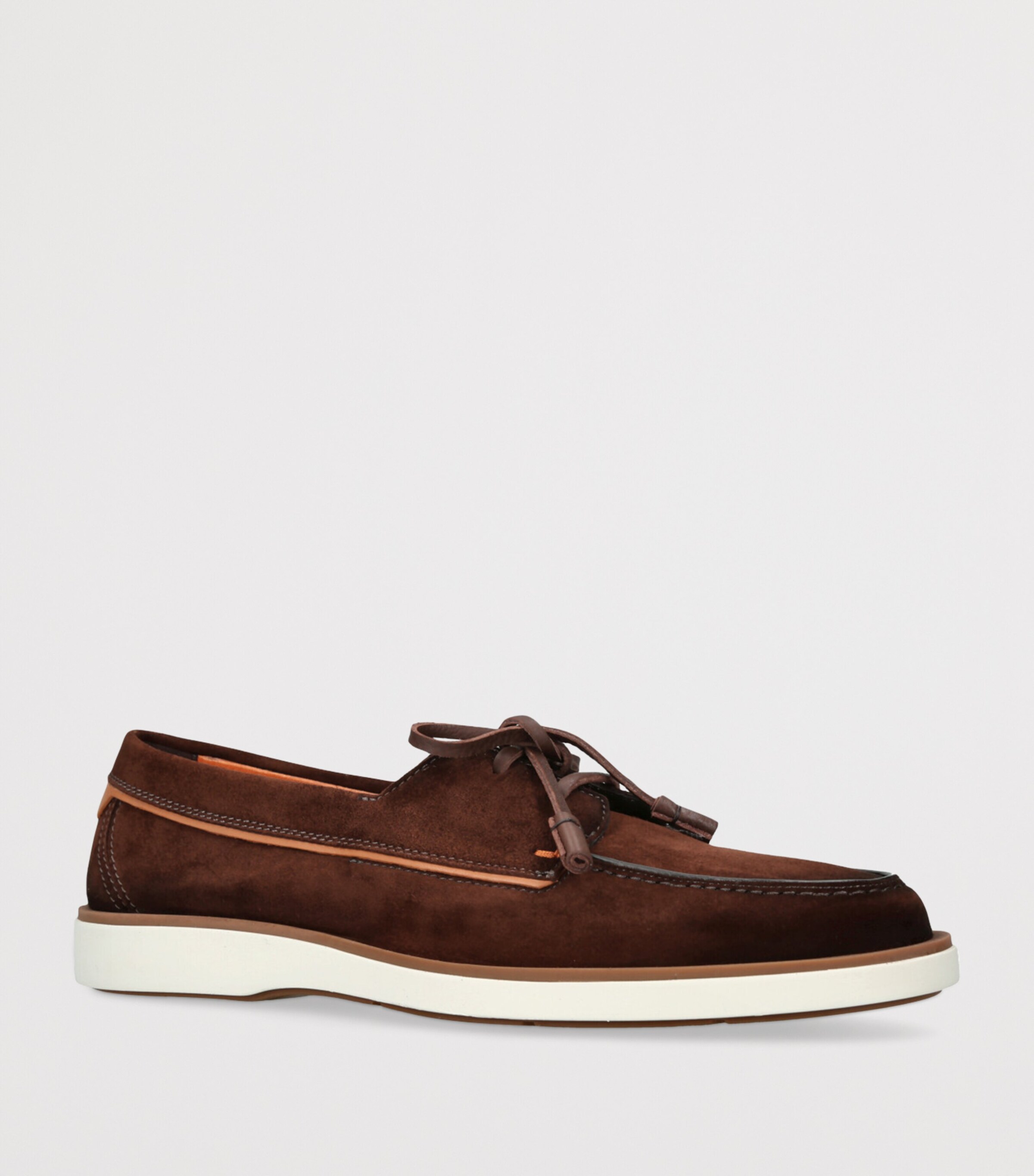 Santoni Mens Suede Detroit Boat Shoes Brown Image 3