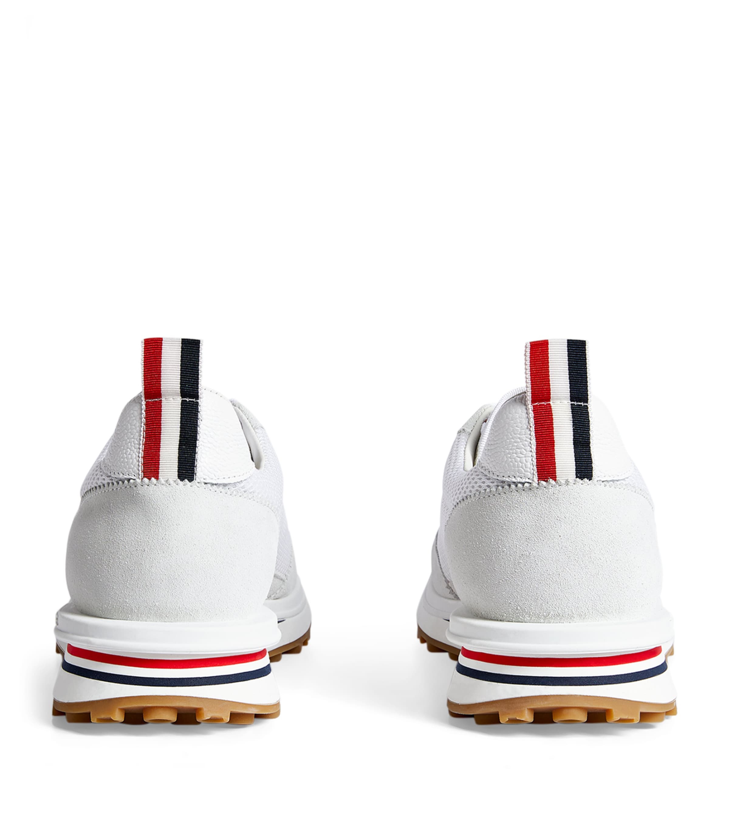 Suede-Trim Technical Tricolour Sneakers WHITE Image 3