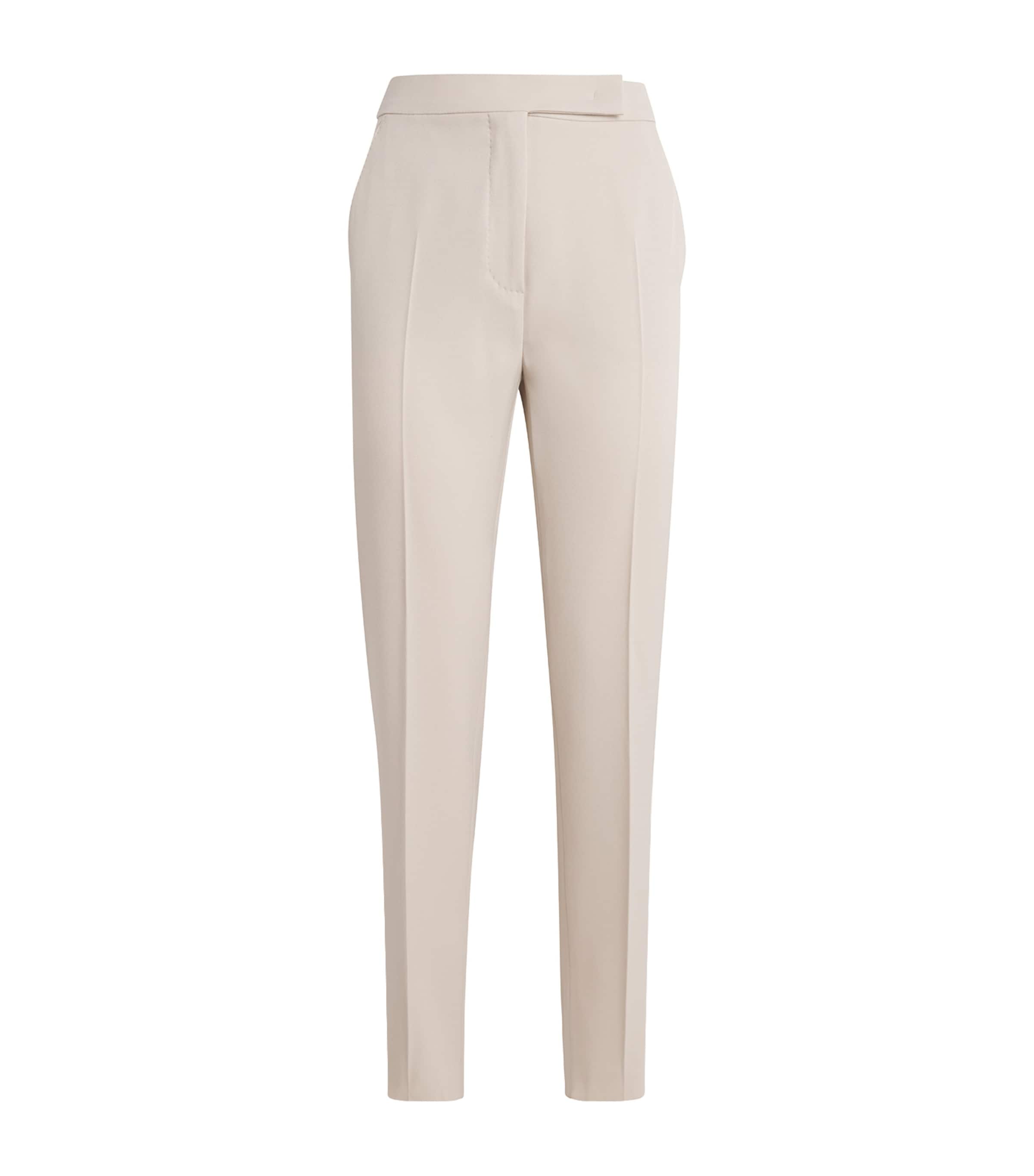 Max Mara Virgin Wool Straight Tailored Trousers In White