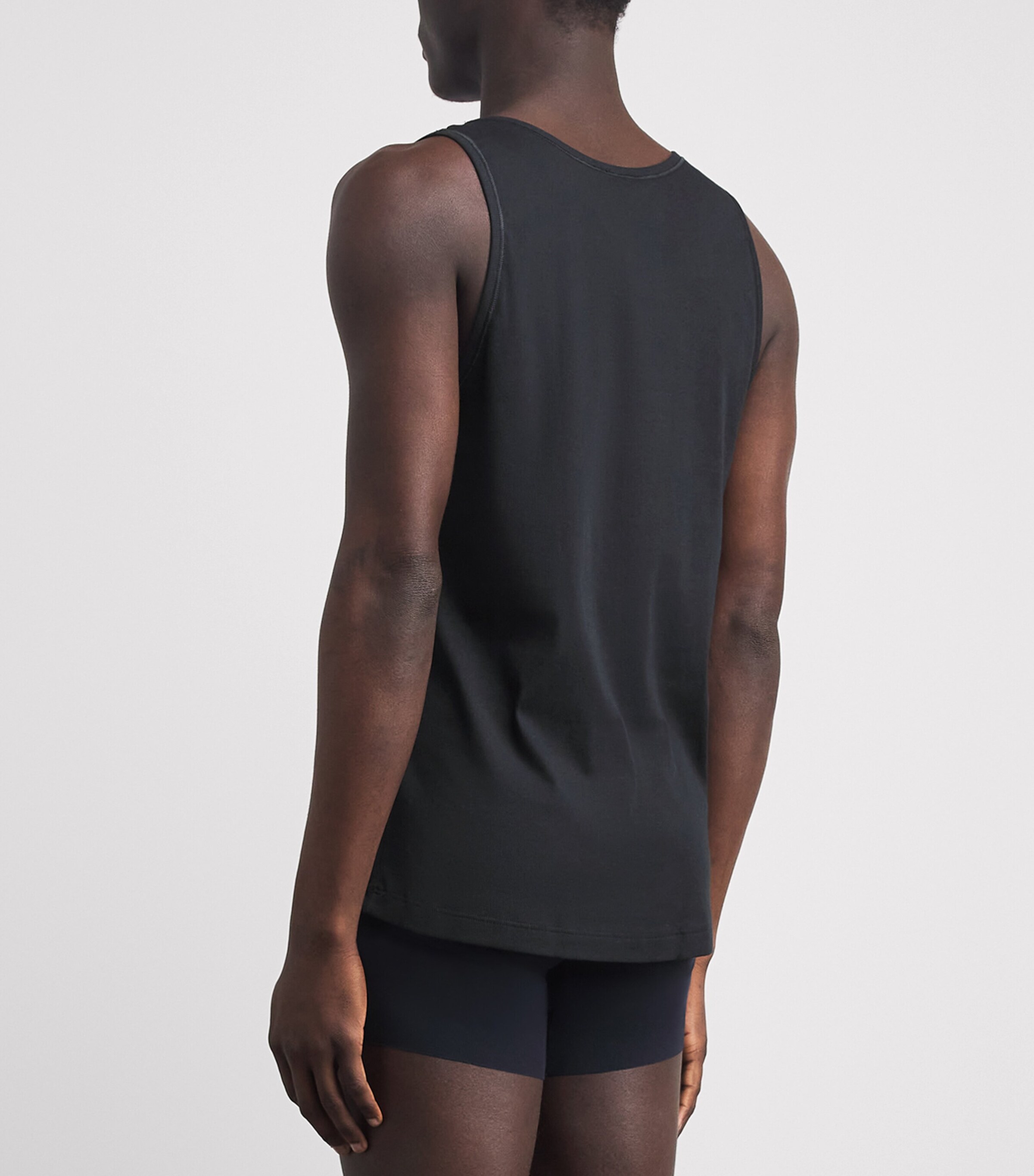 Hanro Mens Cotton Essentials Tank Top Black Image 3
