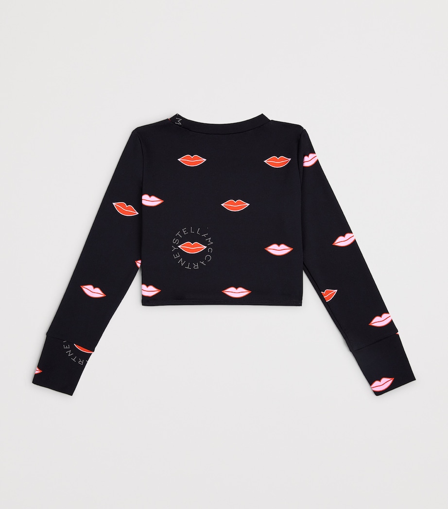 Lip Print Crop Top (4-14+ Years) 930MCBLACK/COLOURFUL Image 2