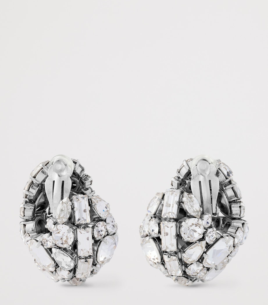 Crystal-Embellished Clip-On Earrings SILVERY Image 5