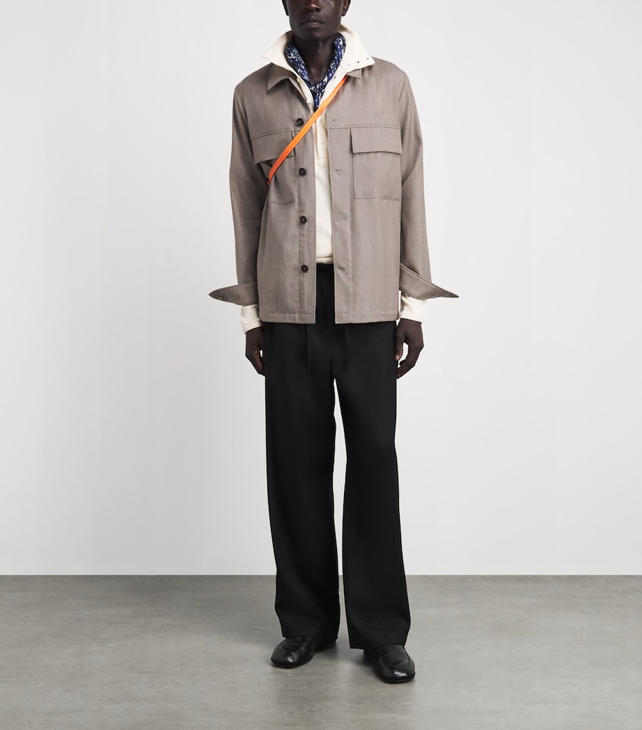 Paul Smith Mens Wool-Cashmere Overshirt Beige Image 2
