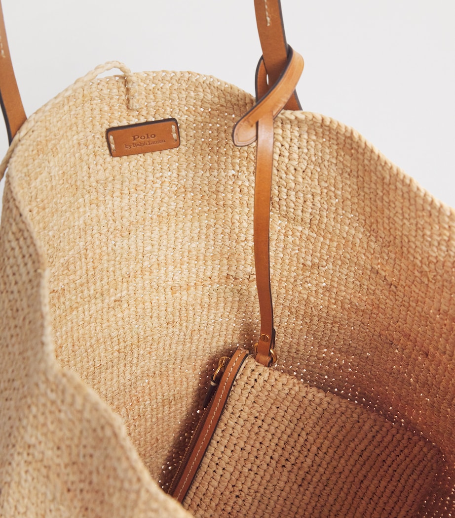 Polo Ralph Lauren Large Raffia Big Pony Tote Bag Natural/cuoio Image 5