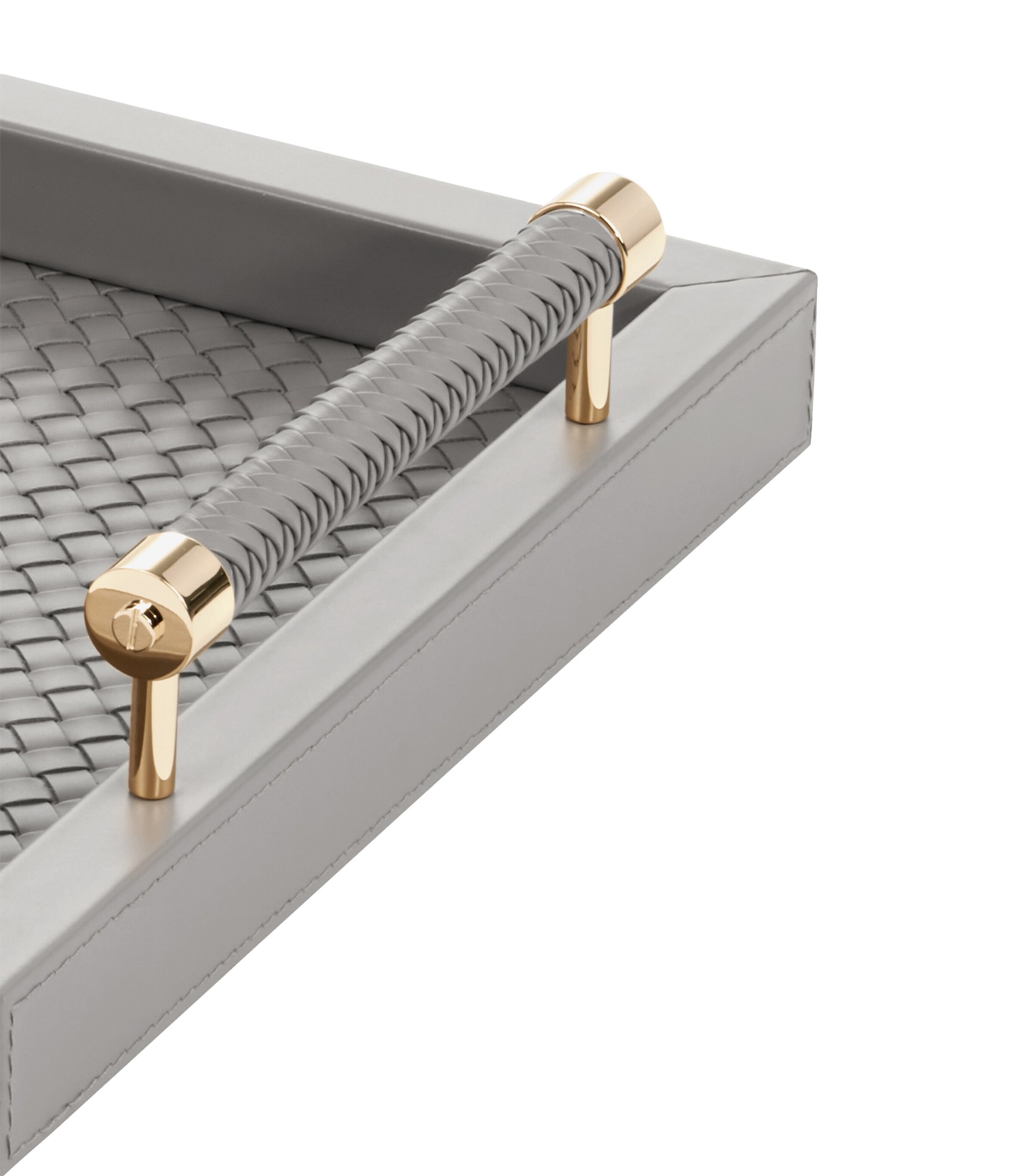 Leather Woven Diana Tray (46cm x 31cm) GREY Image 2