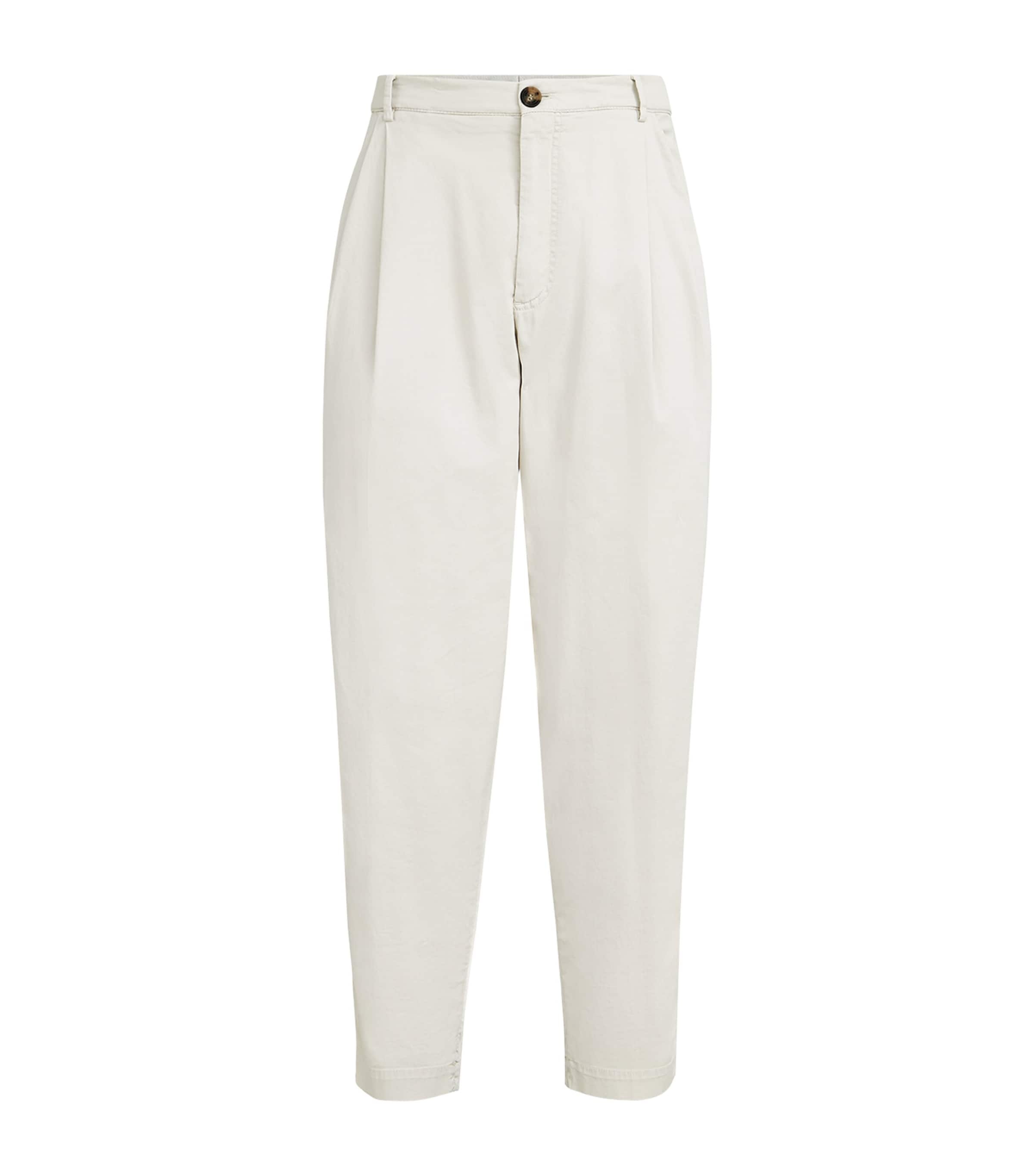 Stretch-Cotton Double-Pleated Trousers