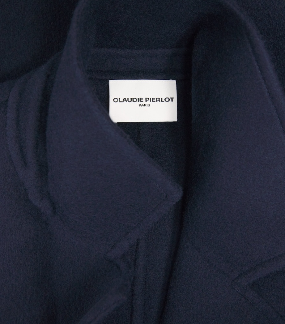 Maje Womens Wool Longline Pea Coat Black Image 6