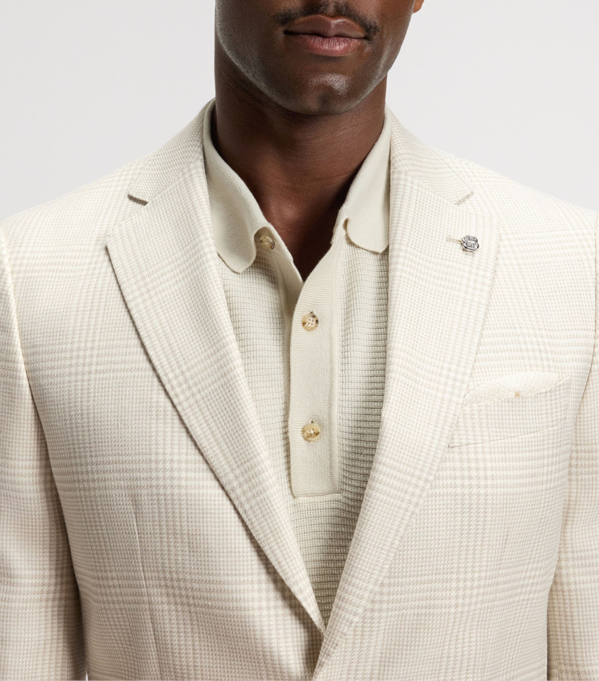 Wool-Silk-Linen Check Blazer 131 Image 6