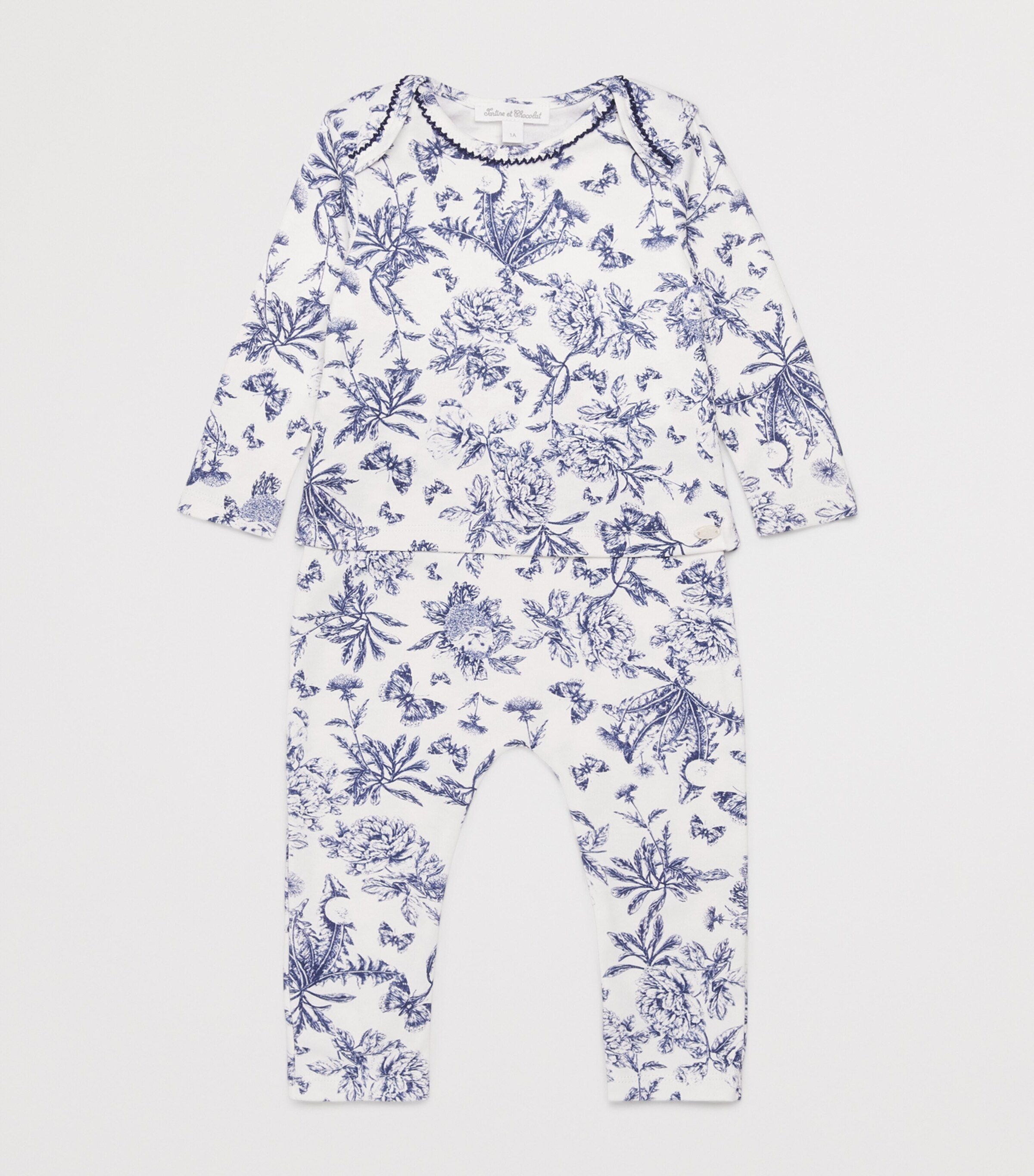 Cotton-Blend Toile de Jouy Pyjamas (1-24 Months) 04MARINE Image 3